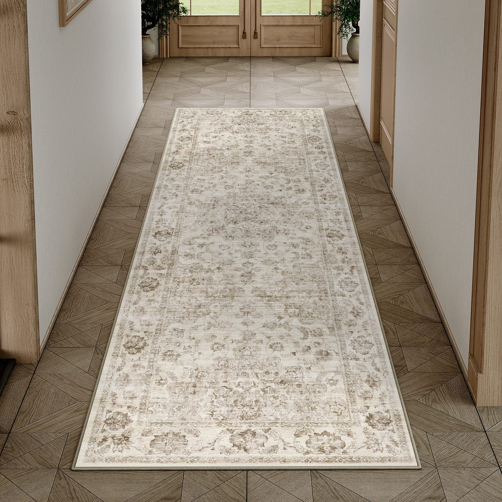 PURECOZY Teppich Wohnzimmerteppich, rutschfester Teppich, Vintage Stil, rechteckig, Höhe: 6.1 mm, geeignet für verschiedene Innenräume, 60x180cm