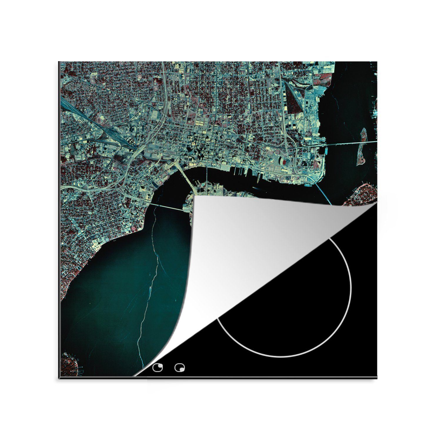 MuchoWow Herdblende-/Abdeckplatte Satellitenbild von Jacksonville Vinyl, cm, (1 Florida, für in Arbeitsplatte USA, küche Ceranfeldabdeckung, 78x78 tlg)