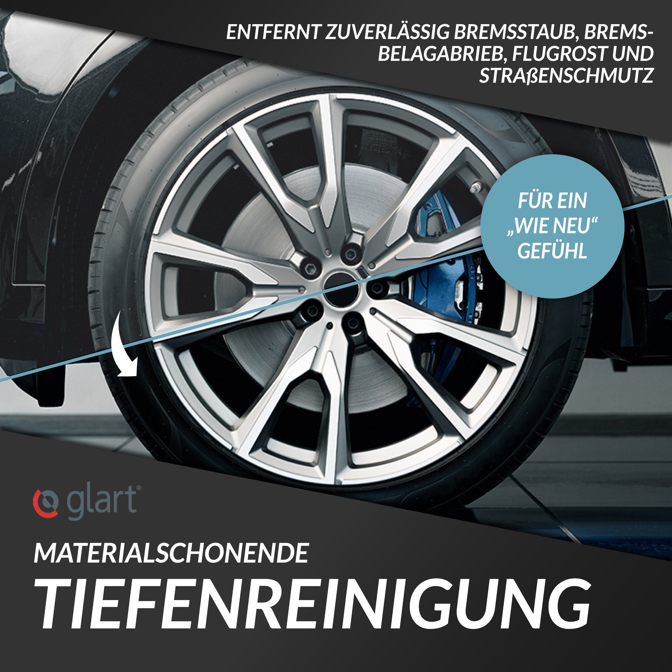Glart 451RK Reifenpflege Auto Reifenglanz Tire Shine seidenmatt 1L + Schwamm Auto-Reinigungsmittel