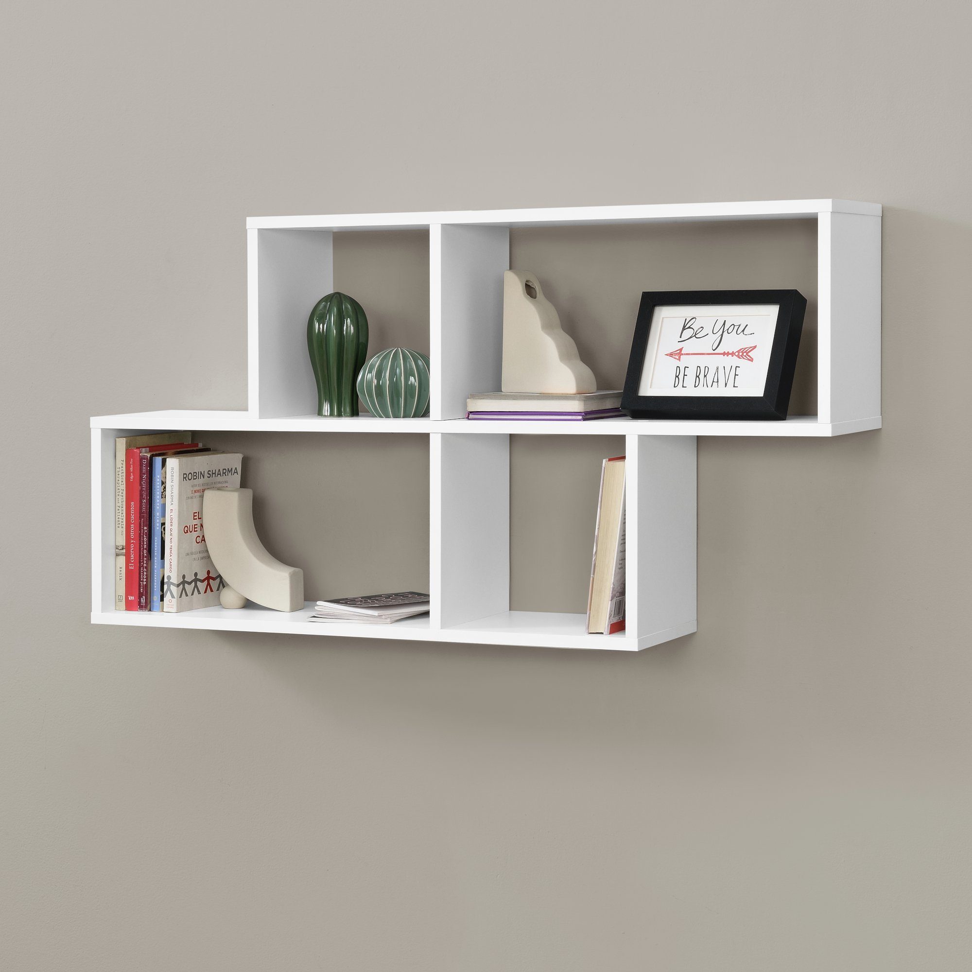 en.casa Wandregal, »Bryne« Bücherregal 100x19,5x53cm Weiß günstig online kaufen