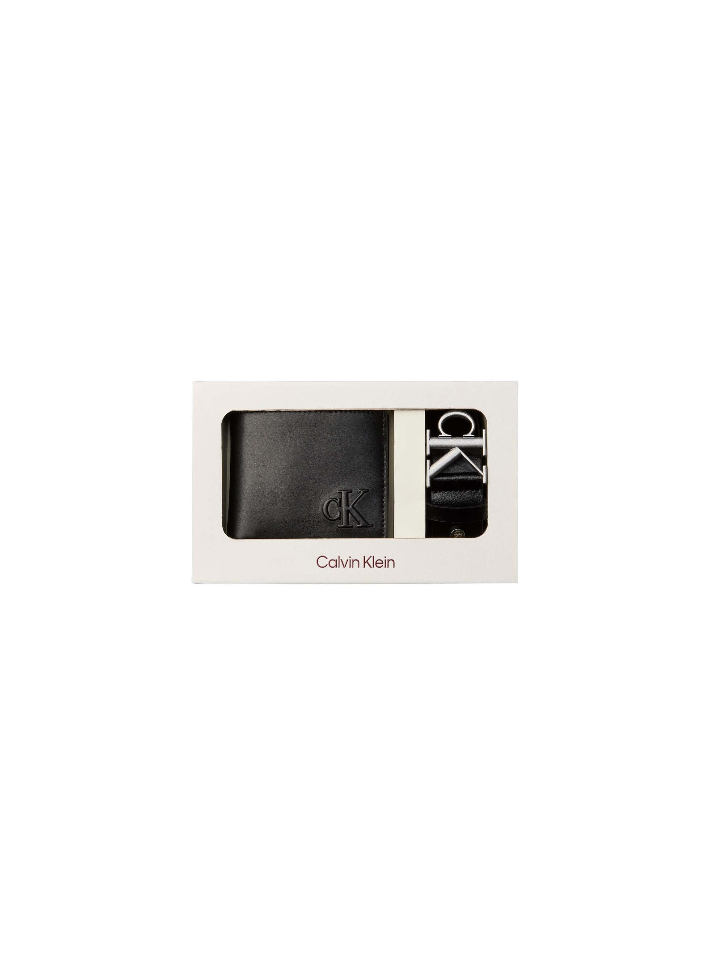 Calvin Klein Geldbörse CK WALLET + BELT (Set, 2-tlg), Gelbörsen Set mit Gürtel, Portmonnaie mit Logodruck