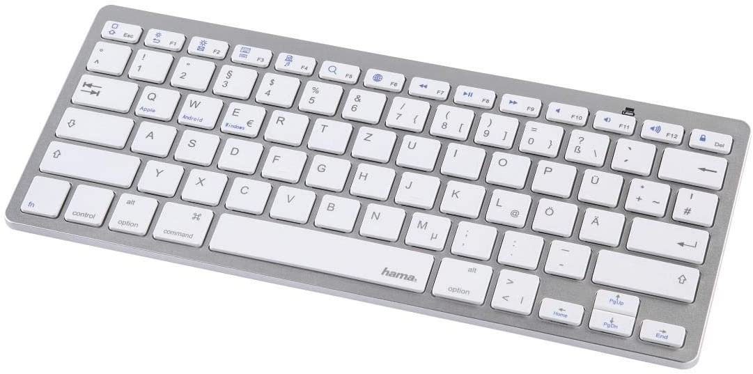 Hama "KEY4ALL X510" kompakte Bluetooth-Tastatur iOS Android Windows Silber  Tastatur