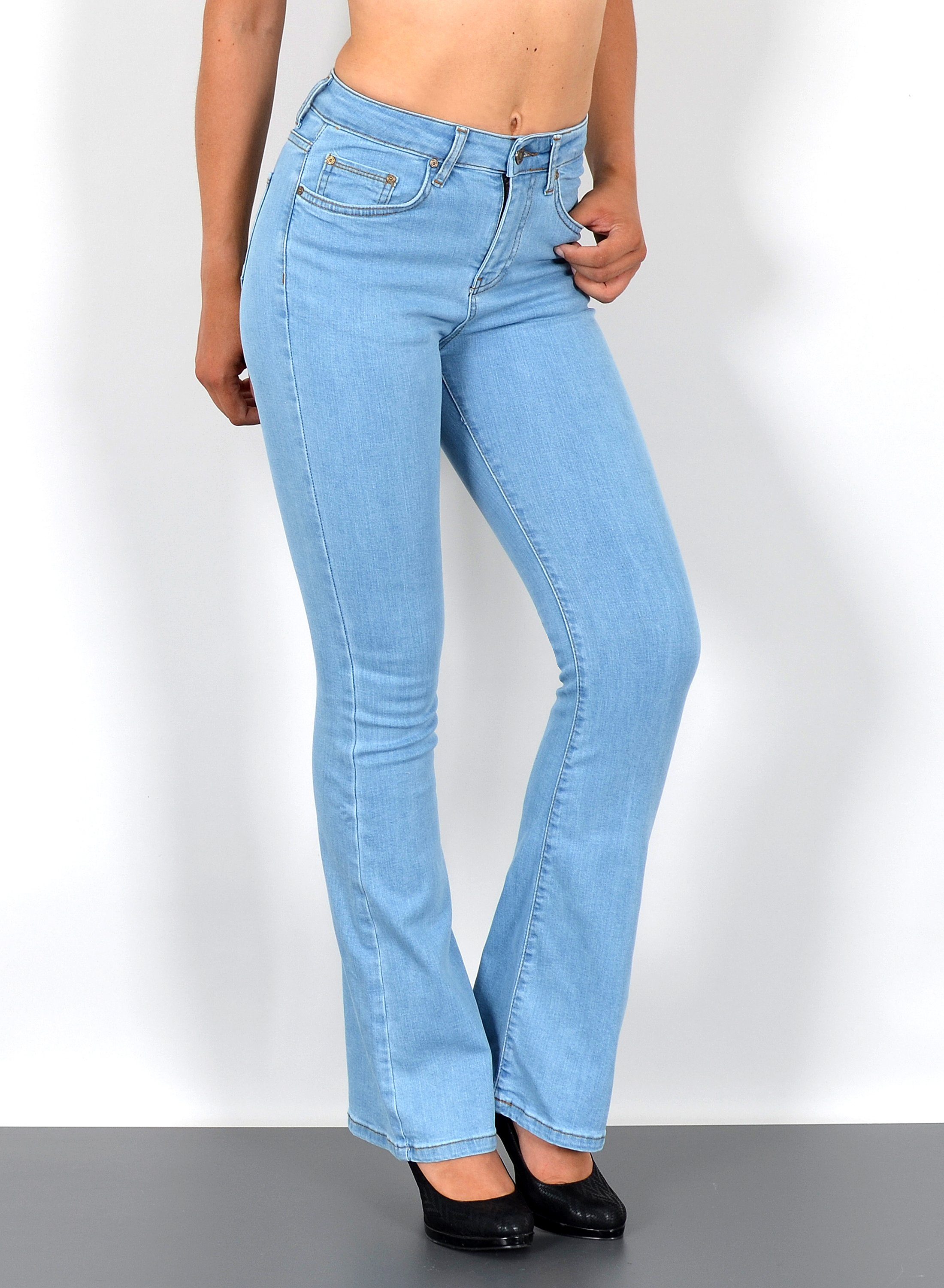 Bootcut-Jeans Bootcut Jeans Damen High Waist Stretch Wide Leg Jeans bis Übergröße B1
