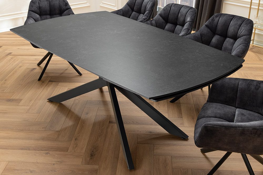 riess-ambiente Esstisch COSMOS 160-240cm grau/schwarz - Keramik, Metallgestell, ausziehbar (Einzelartikel, 1-St), verlängerbarer Konferenztisch für 12 Personen - ideal für Essbereich
