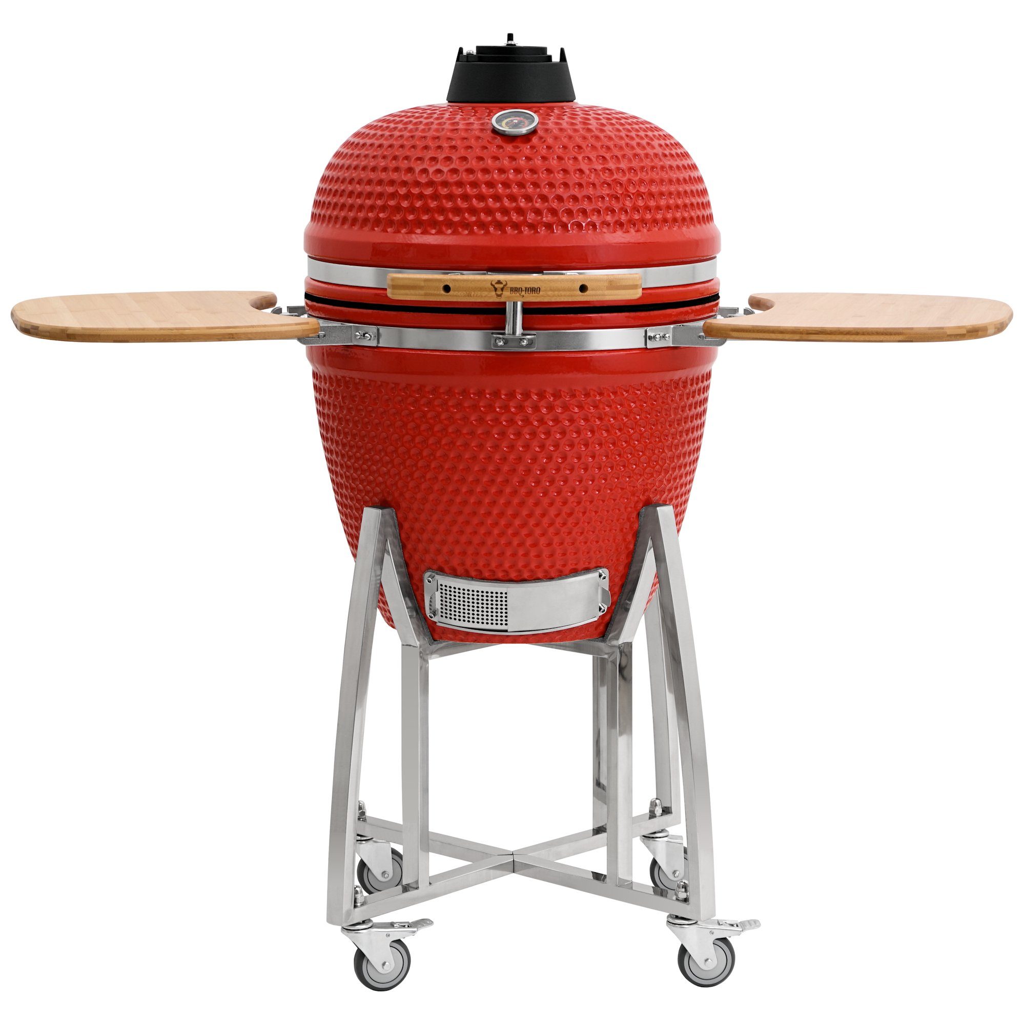 BBQ-Toro Keramikgrill Kamado Grill Holzkohlegrill "KURO" Ø 52 cm, Rot, Keramikgrill