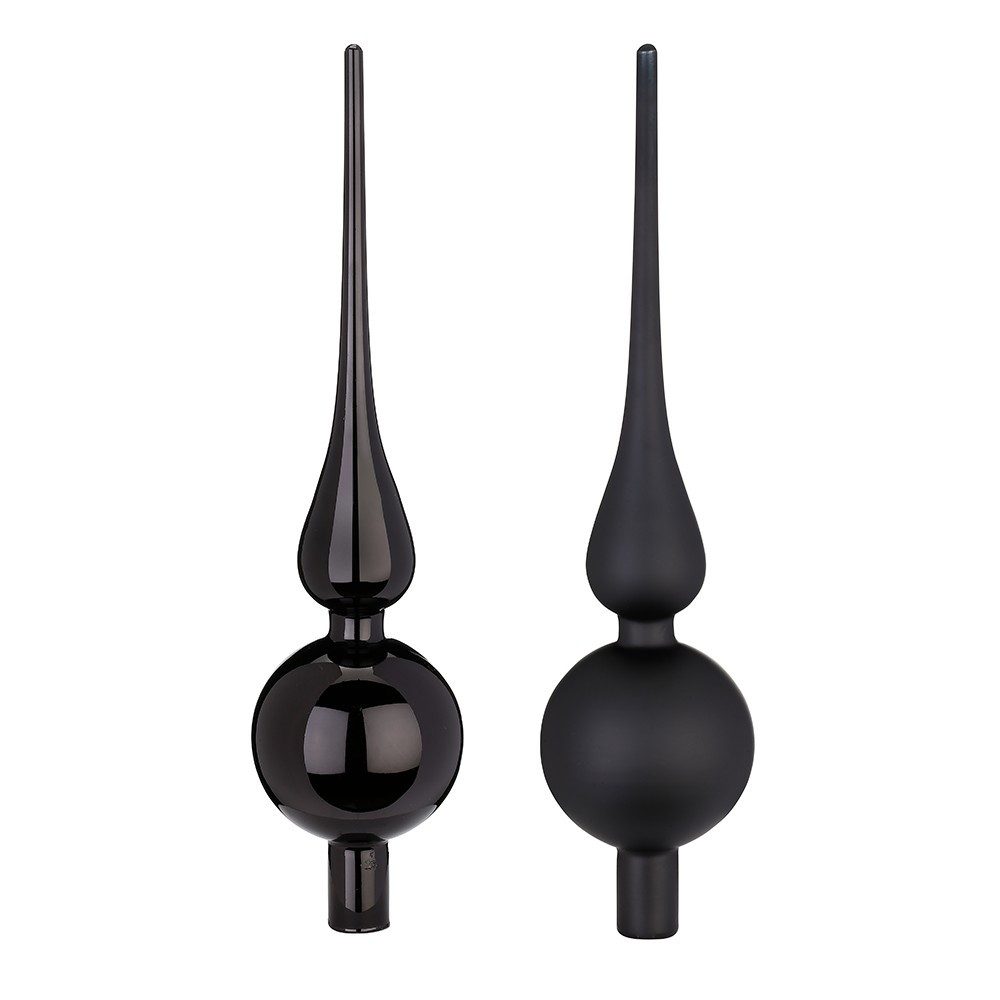 Holly & Jolly Christbaumspitze, Christbaumspitze Glas 28cm 1 Stück matt / glanz sortiert - Ebony Black