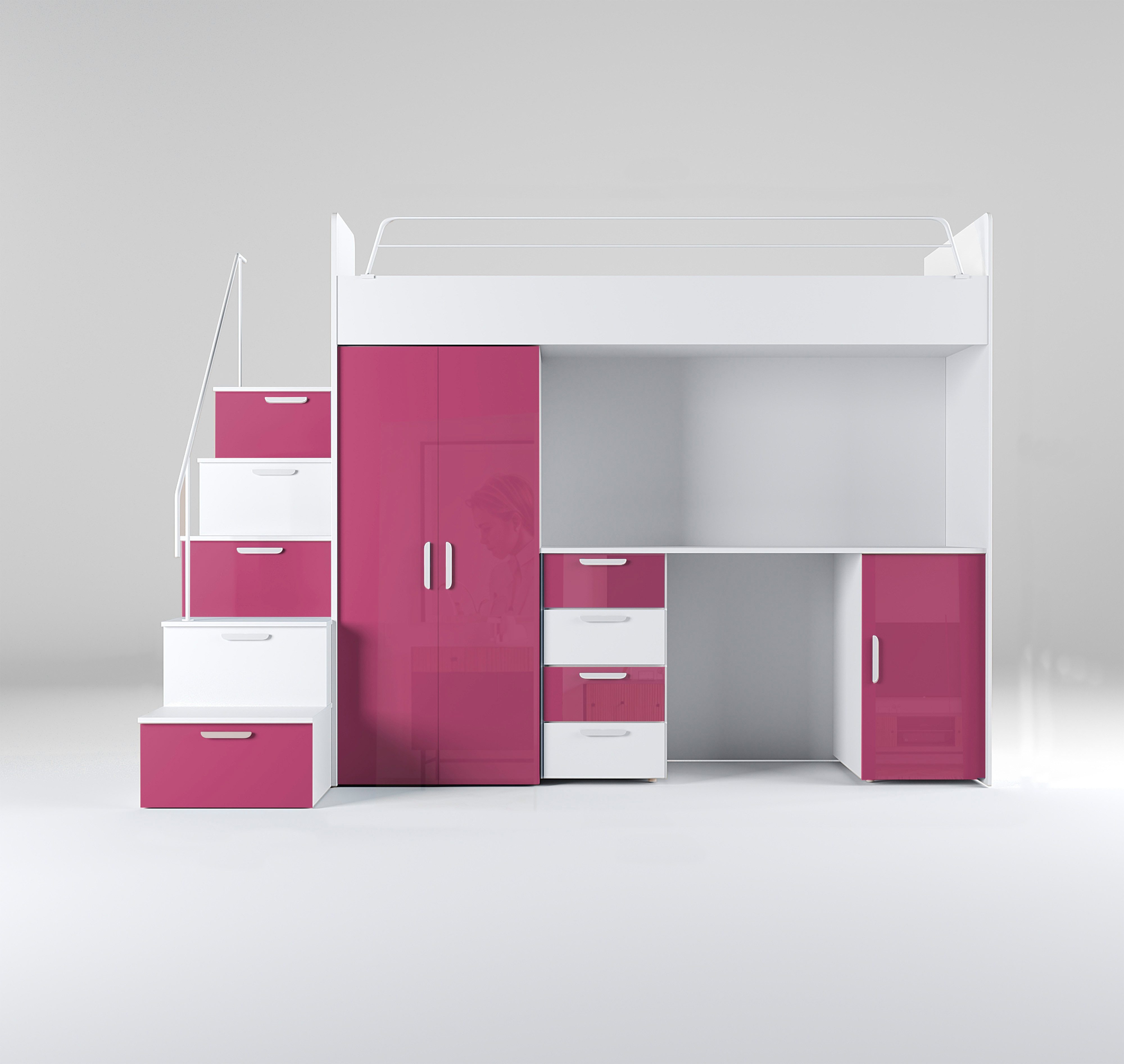 Luxusbetten24 Hochbett Kinderhochbett Dream mit Schreibtisch, günstig online kaufen