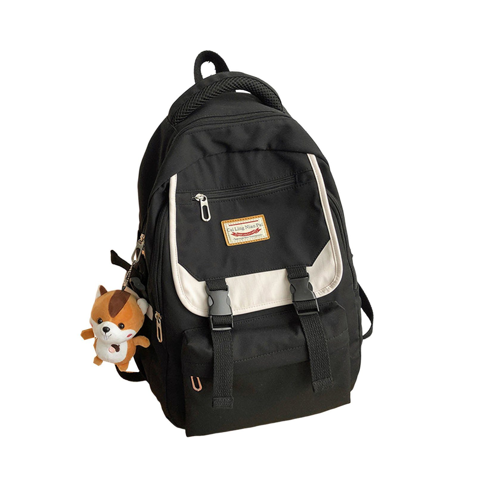 Blusmart Rucksack Mode Rucksack Kapazität Reißverschluss Schultasche black Einfacher squirrel Große