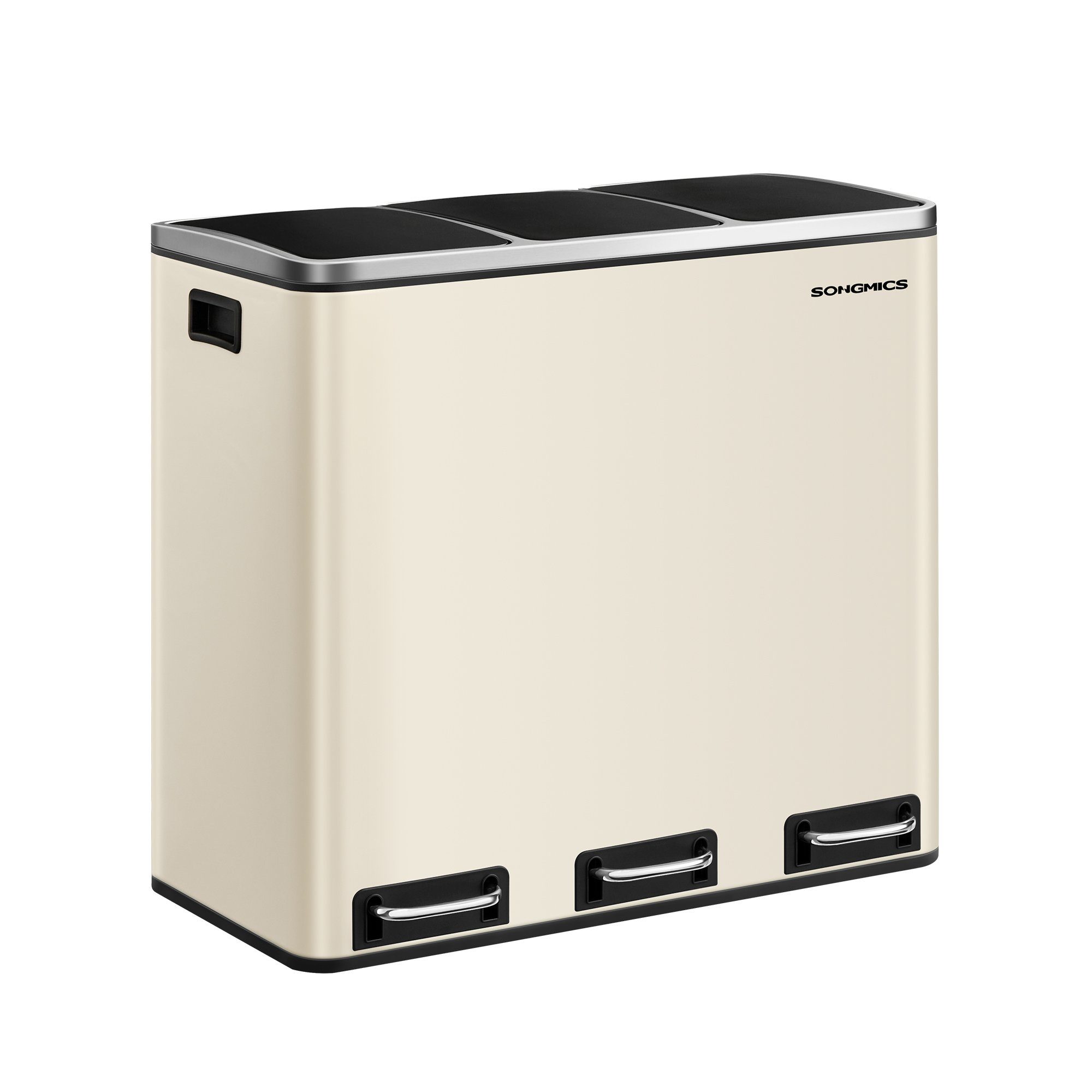 SONGMICS Mülleimer, Mülltrennsystem, 3 x 18 L, ergonomisch, 3 Fächer