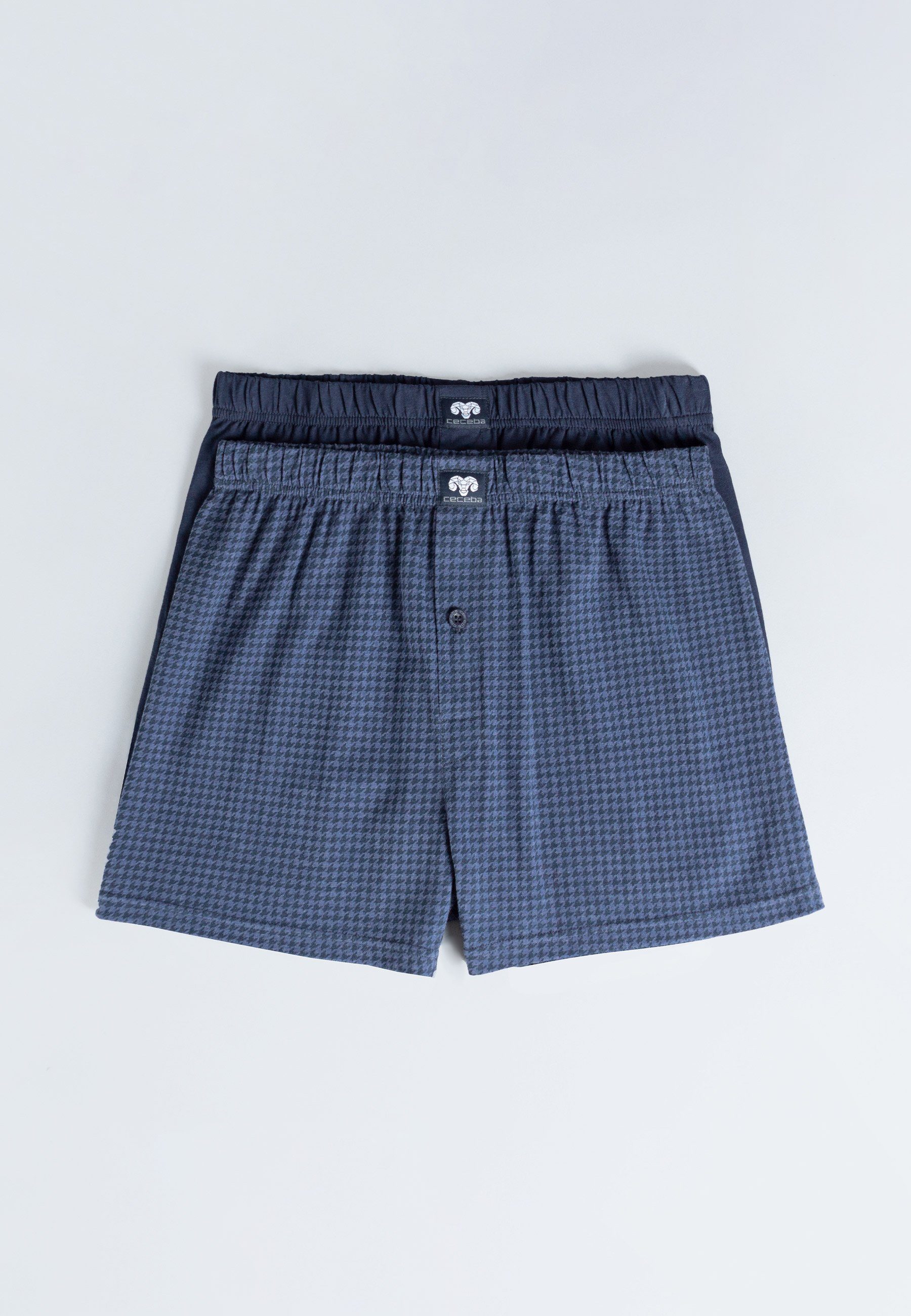 P (2-St) blau Boxershort CECEBA Herren Boxershorts längsgestreift 2er CECEBA blau-mittel-Allover