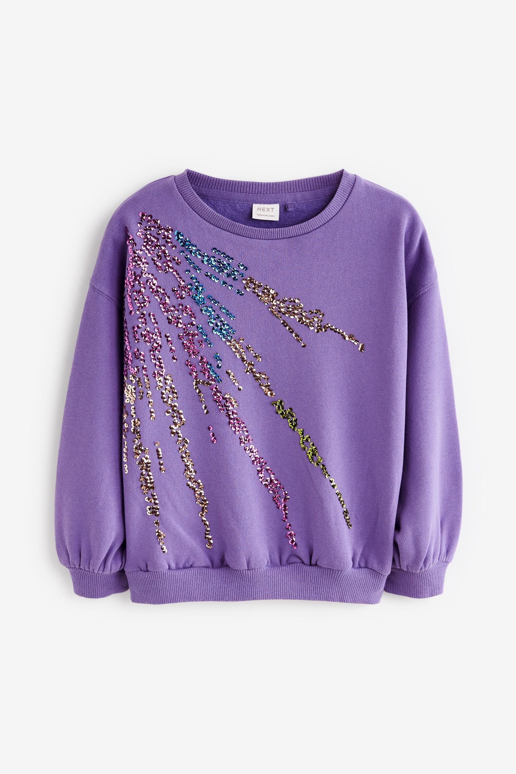 Next Sweatshirt Sweatshirt mit Rundhalsausschnitt (1-tlg) Purple Sequin Scatter | Sweatshirts
