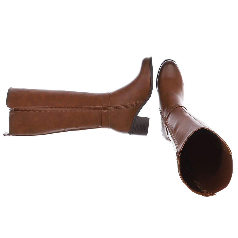 Ital-Design Elegante Damen-Stiefel mit Blockabsatz für Alltag und Freizeit Stiefel (90755920) Blockabsatz Stiefel in Camel