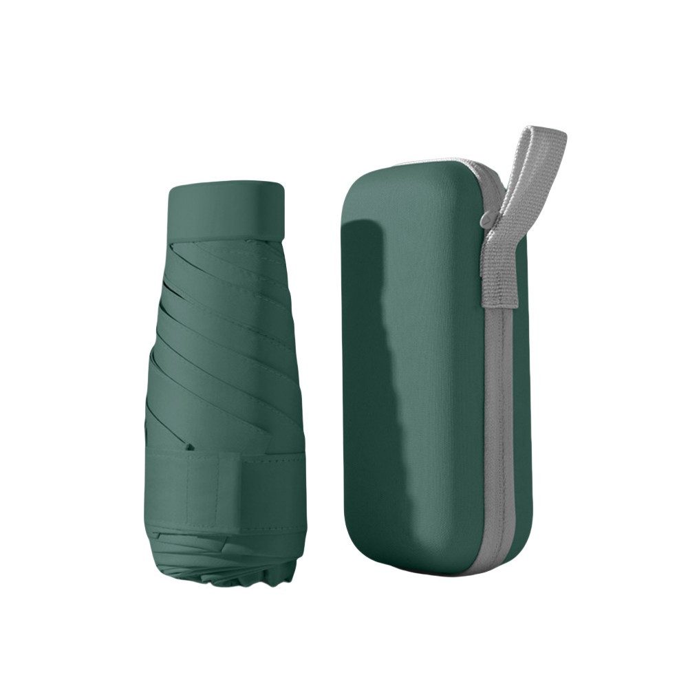 Diwzbyn Taschenregenschirm Mini Regenschirm, 6 Rippen Tragbarer Reiseschirm mit Kapselhülle, UV-Schutz, kleiner Taschenschirm mit Etui für Männer und Frauen
