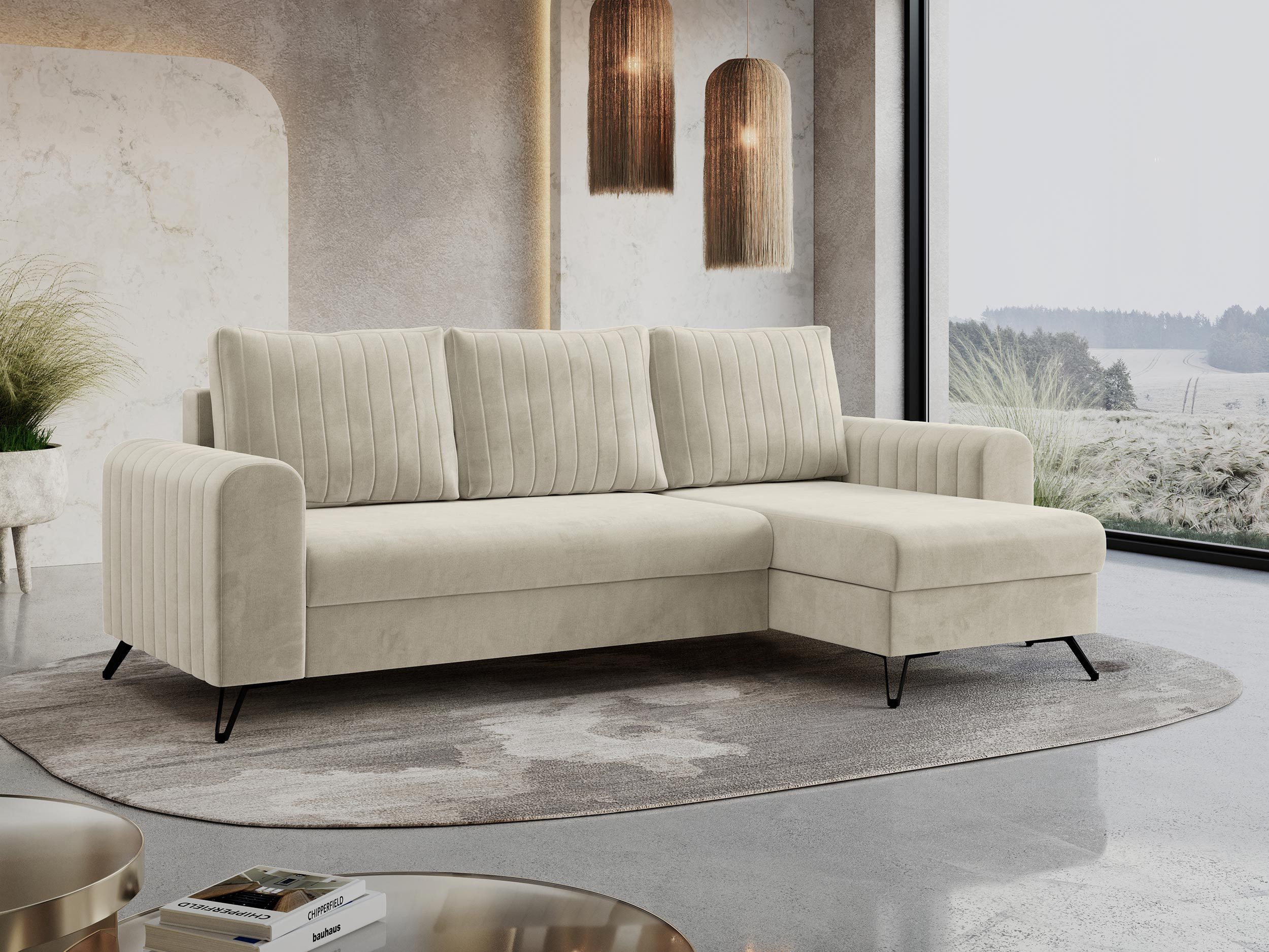 MKS MÖBEL Ecksofa AXEL, Bettfunktion und Bettkasten, Schlaffunktion, lose Kissen, Modern Design