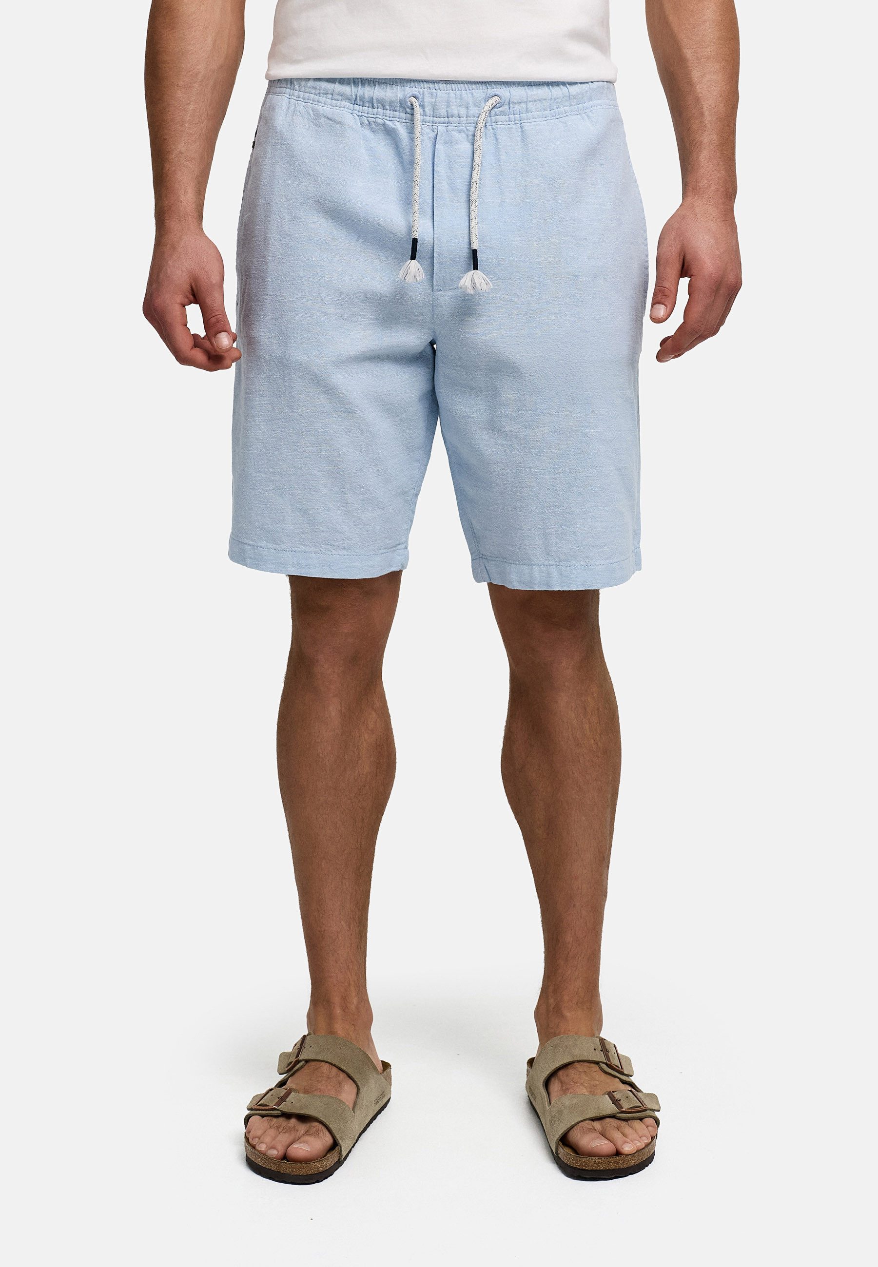 INDICODE Leinenhose Herren INLino Leinen Shorts mit Kordelzugbund mit elastischem Bund und Bindekordel in sommerlich leichter Qualität