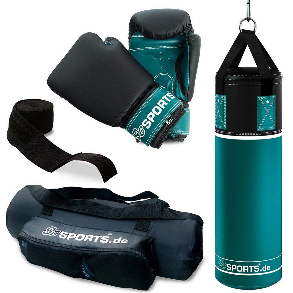 ScSPORTS® Boxsack Boxsack Set-5,5kg, Gefüllt, Boxhandschuhen/Bandagen,  Nylongurt/Tasche
