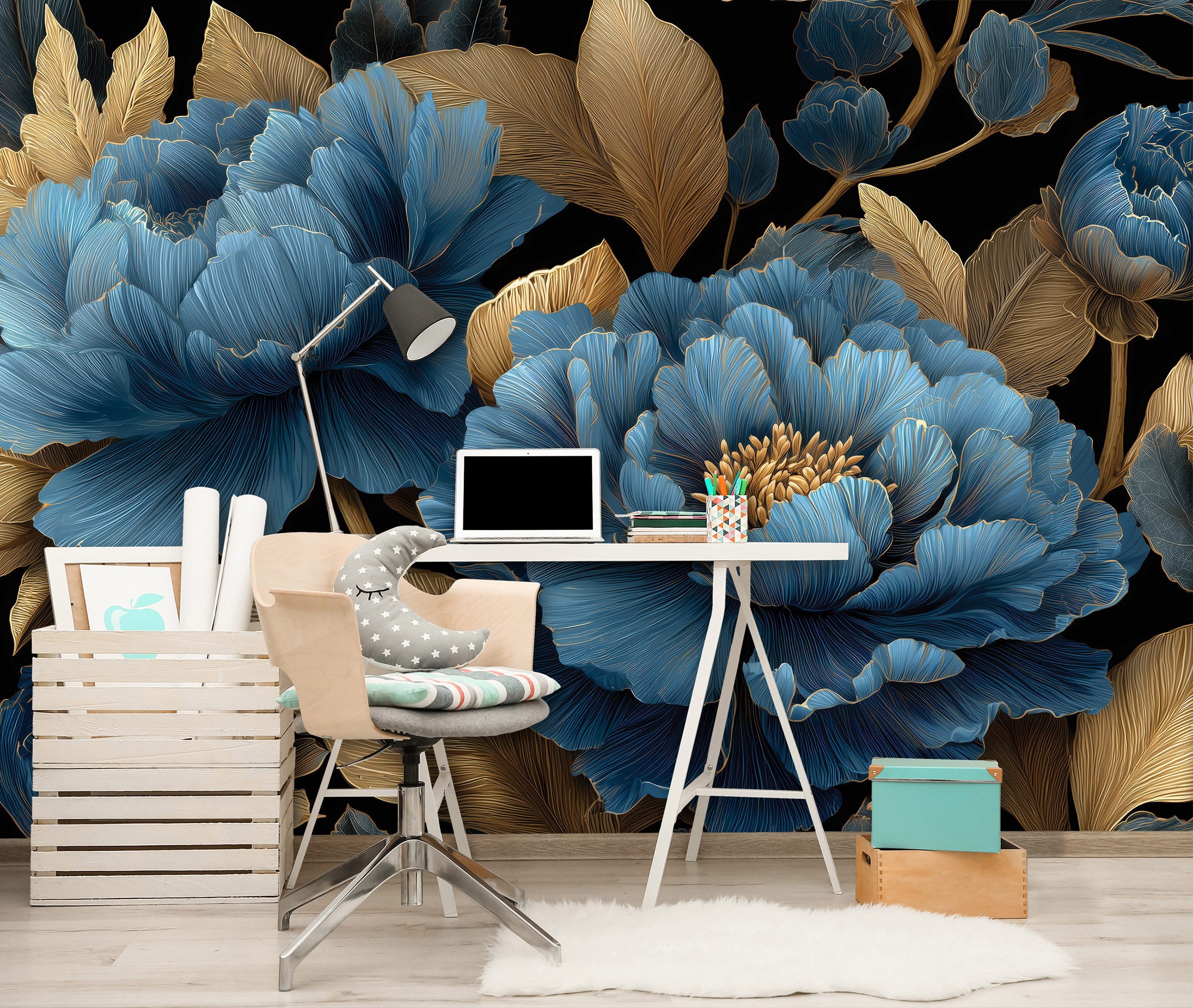 Wallarena Fototapete Blumen Blau Abstrakt Vlies günstig online kaufen