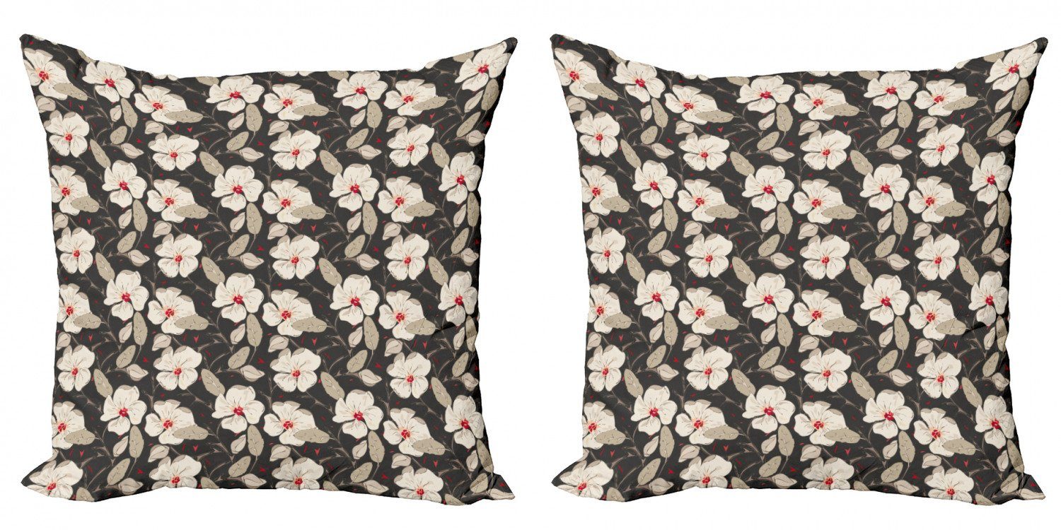 Kissenbezüge Modern Accent Doppelseitiger Digitaldruck, Abakuhaus (2 Stück), Blumen Mohnblu Natur