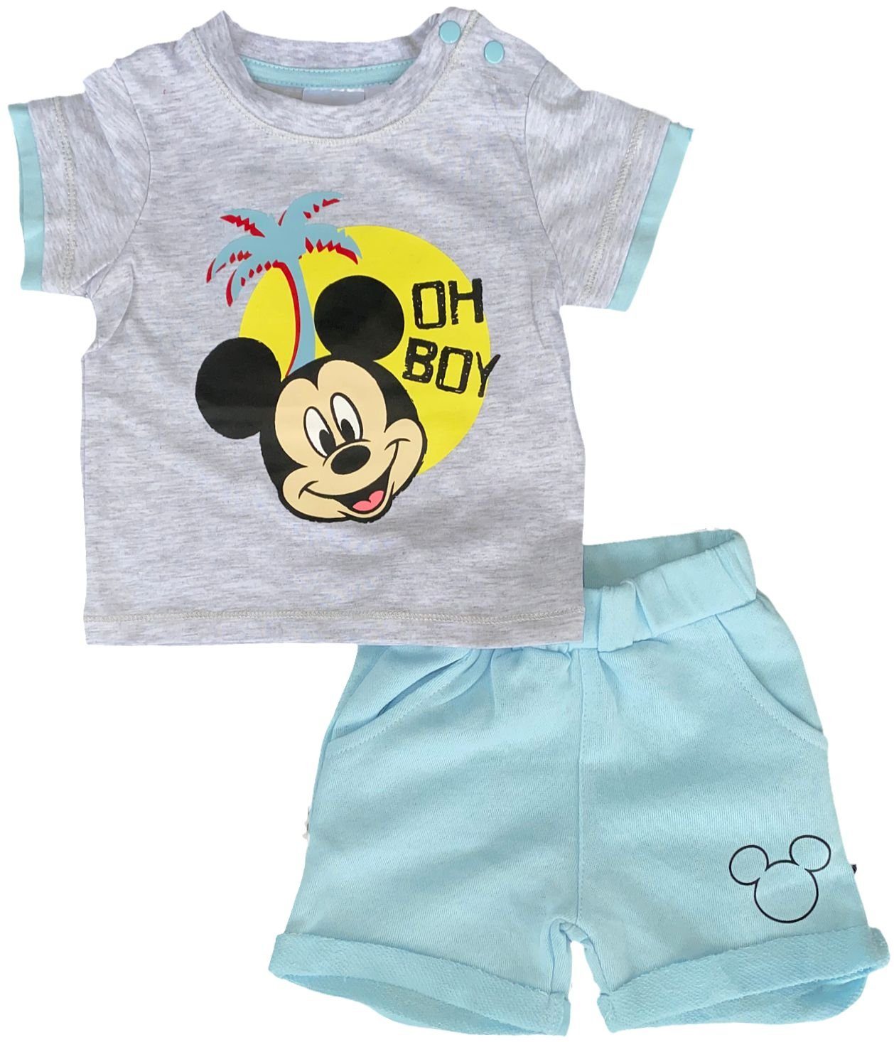 Kinder Jungen (Gr. 50 - 92) Disney Baby T-Shirt & Shorts Baby Set 2X T-Shirt und Shorts 4 Teile Mickey Mouse Gr. 62 68 80 86 92 