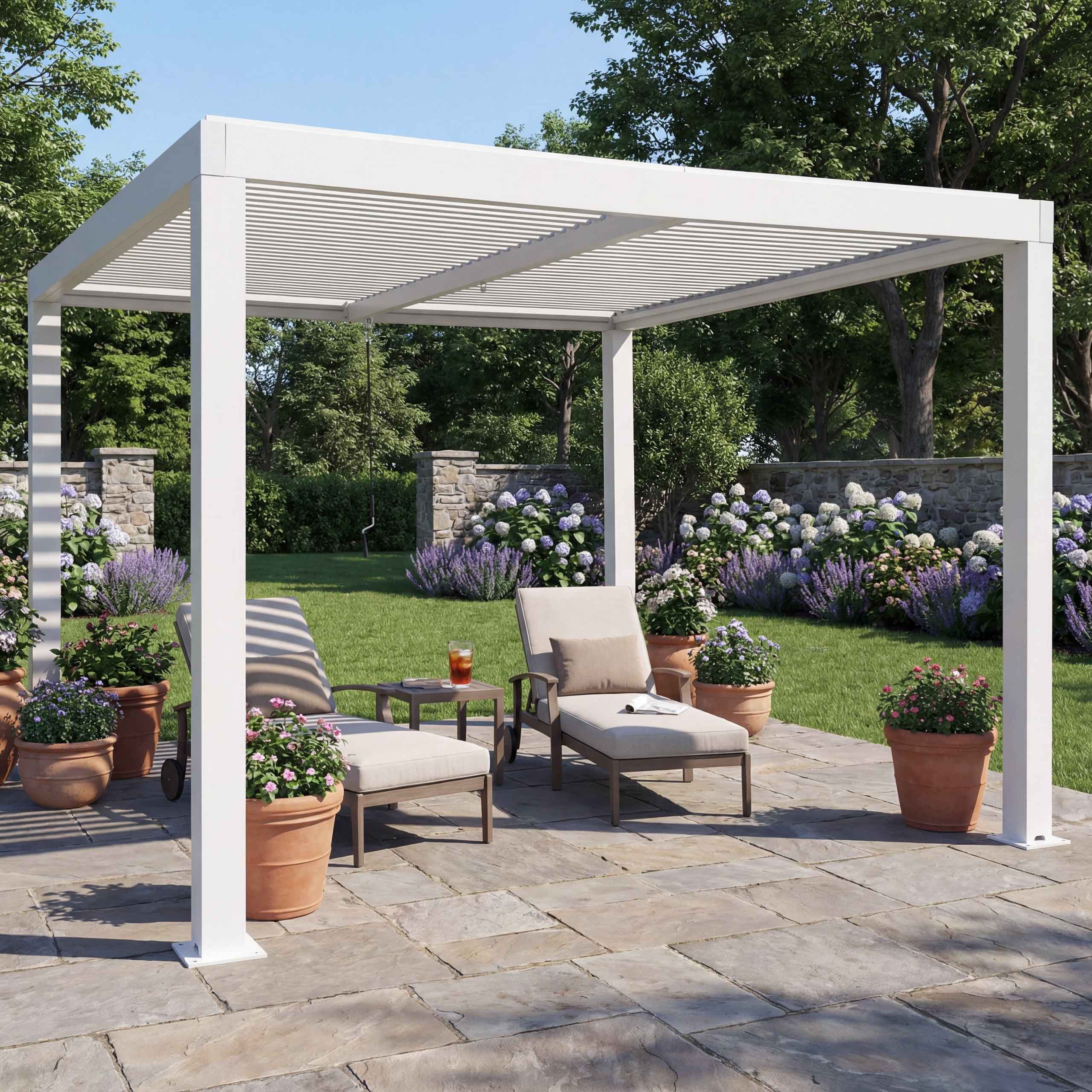 MCW Pergola MCW-L46-11-3x3, BxTxH: 300x300x220 cm, Dach mit drehbaren Lamellen, Windresistenz bis zu 100 km/h