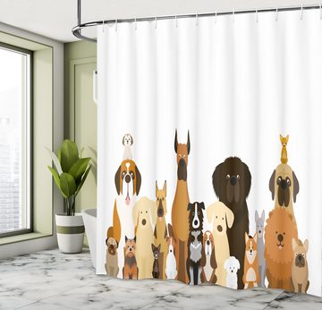 Abakuhaus Duschvorhang Moderner Digitaldruck mit 12 Haken auf Stoff Wasser Resistent Breite 175 cm, Höhe 180 cm, Hunde Verschiedene Rassen Lustige Aufstellung
