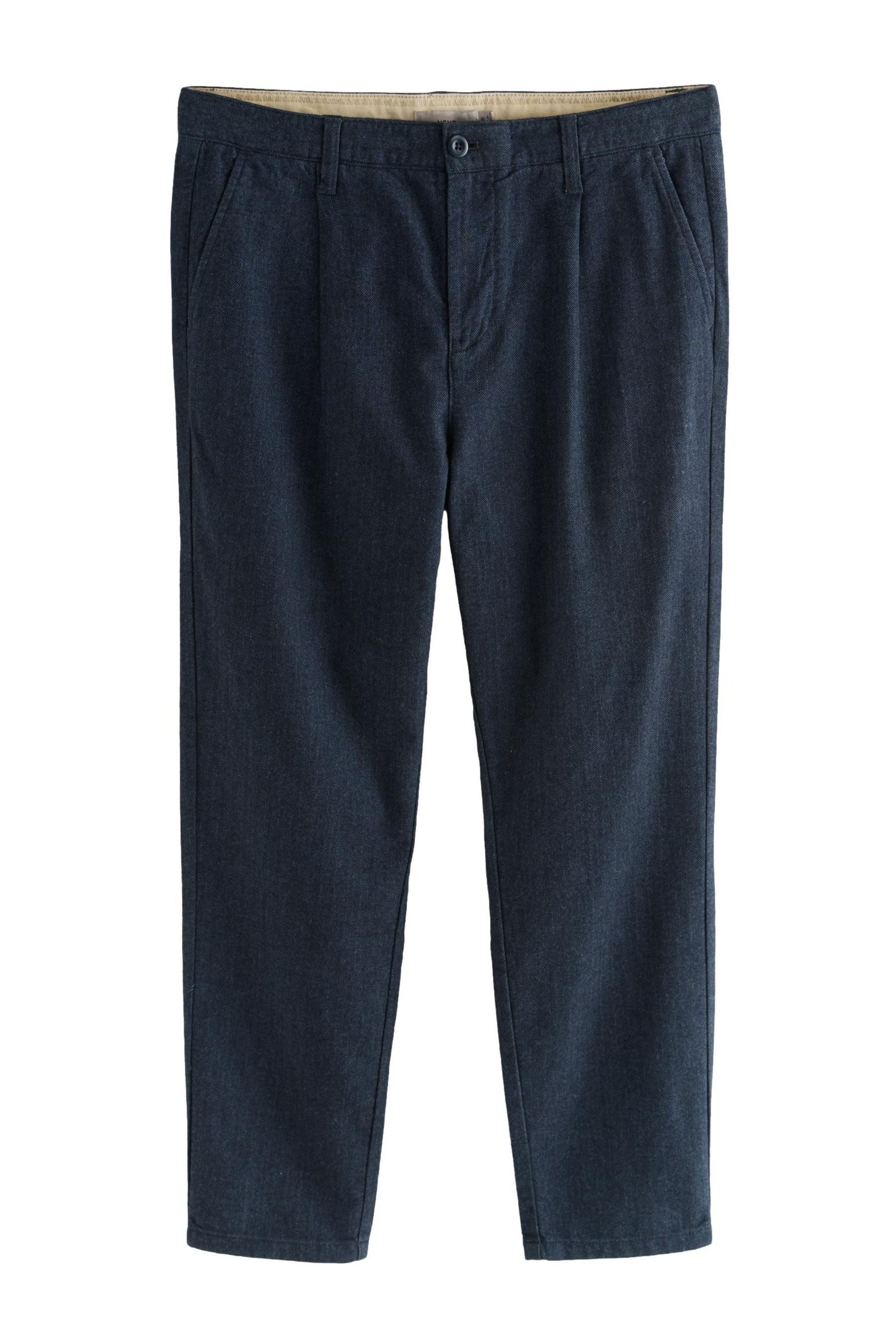 Stoffhose Regular Fit Hose mit Fischgrätmuster und Bundfalte