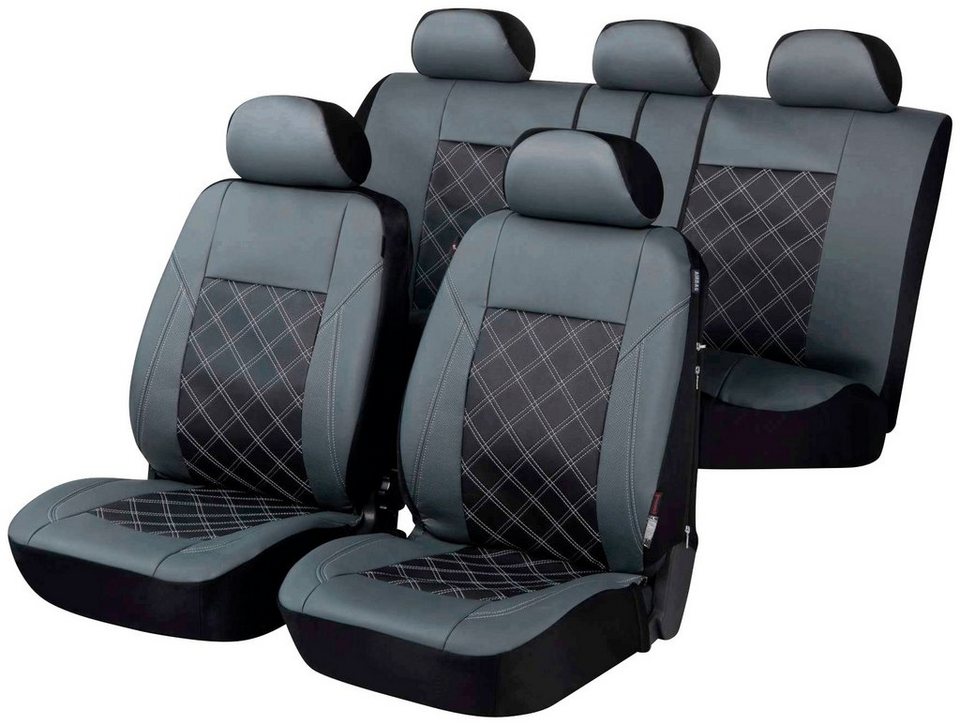 WALSER Autositzbezug ZIPP IT Deluxe Durham, Set, mit Reißverschluss-System,  Für alle gängigen Fahrzeuge mit & ohne abnehmbaren Kopfstützen