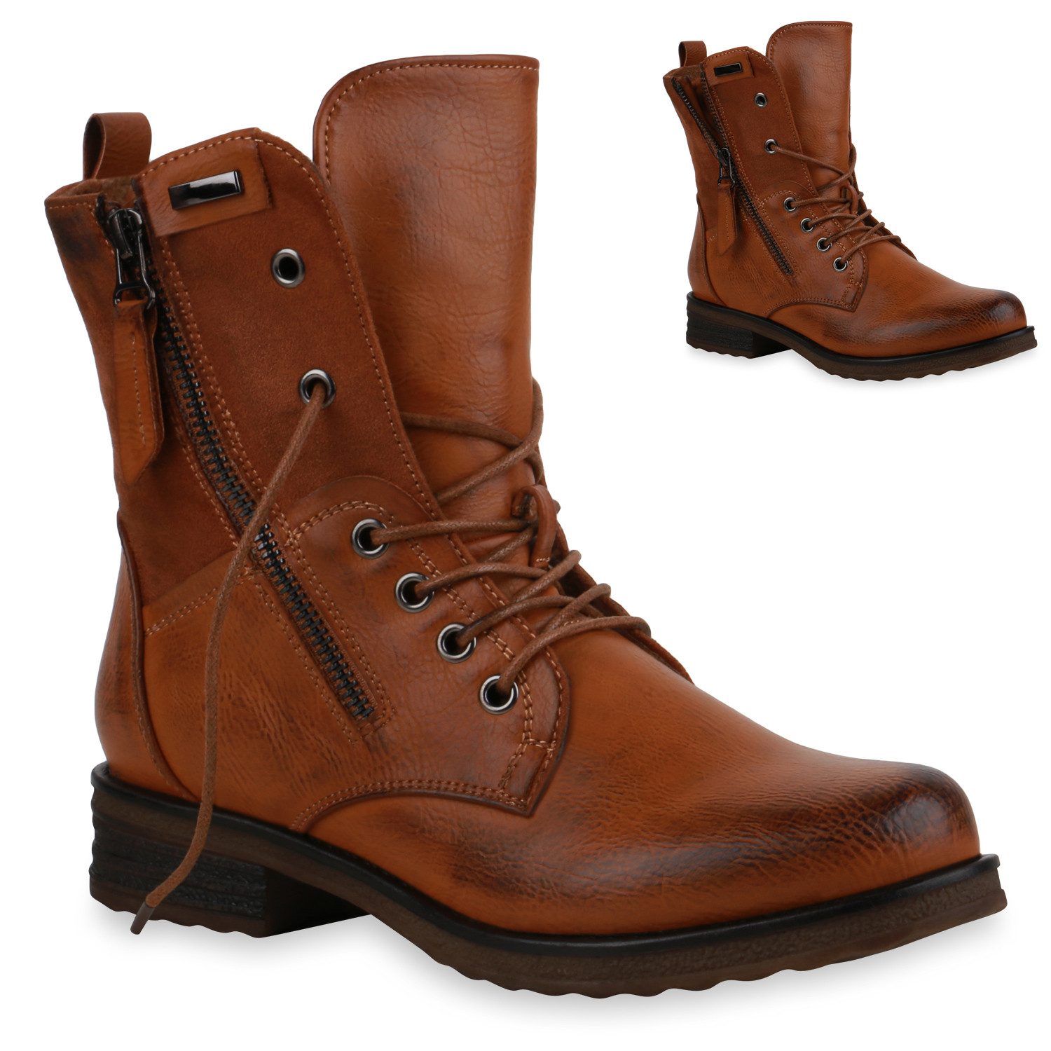 VAN HILL 835417 Schnürstiefelette Damen Schnürstiefeletten Nova Stiefeletten Trendy Blockabsatz