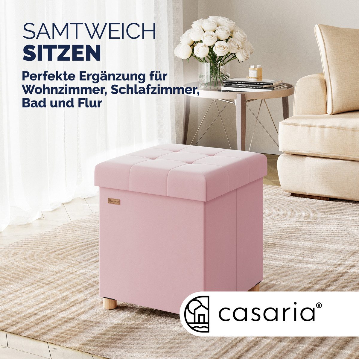 Casaria Sitzhocker, Samt Rosa Faltbar inkl. günstig online kaufen