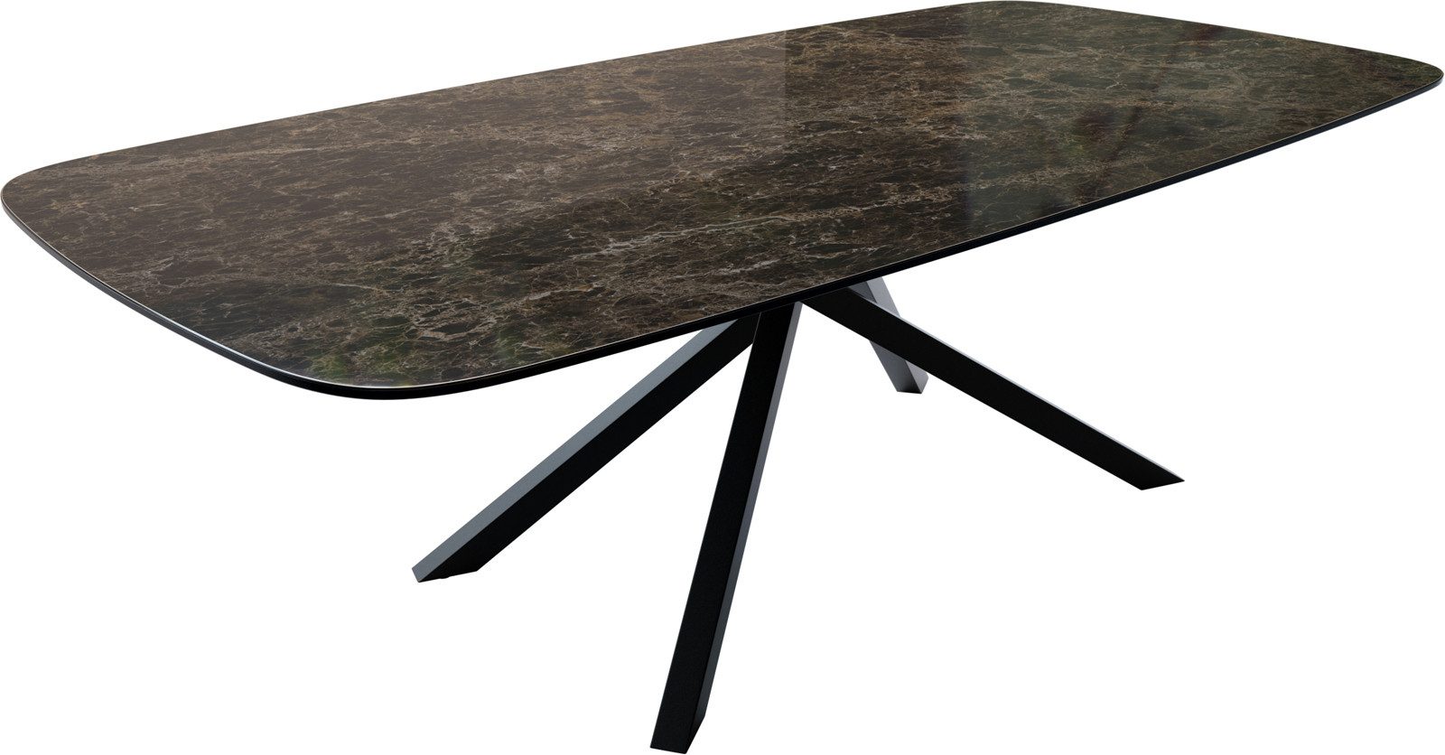 DELIFE Esstisch Edge, Boot 240x120 cm Keramik Emperador Extra Lucidato Dunkelbraun Kreuzgest