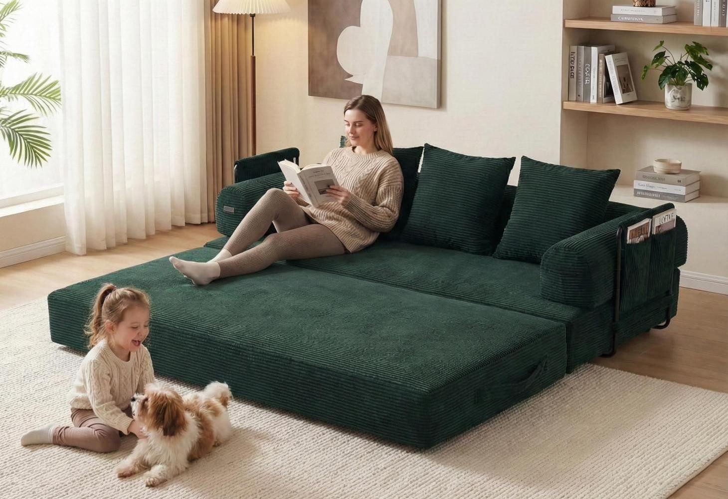 LVHOM Loungesofa faltbar mit Schlaffunktion, Stabil-/abnehmbarer Außenrahme günstig online kaufen