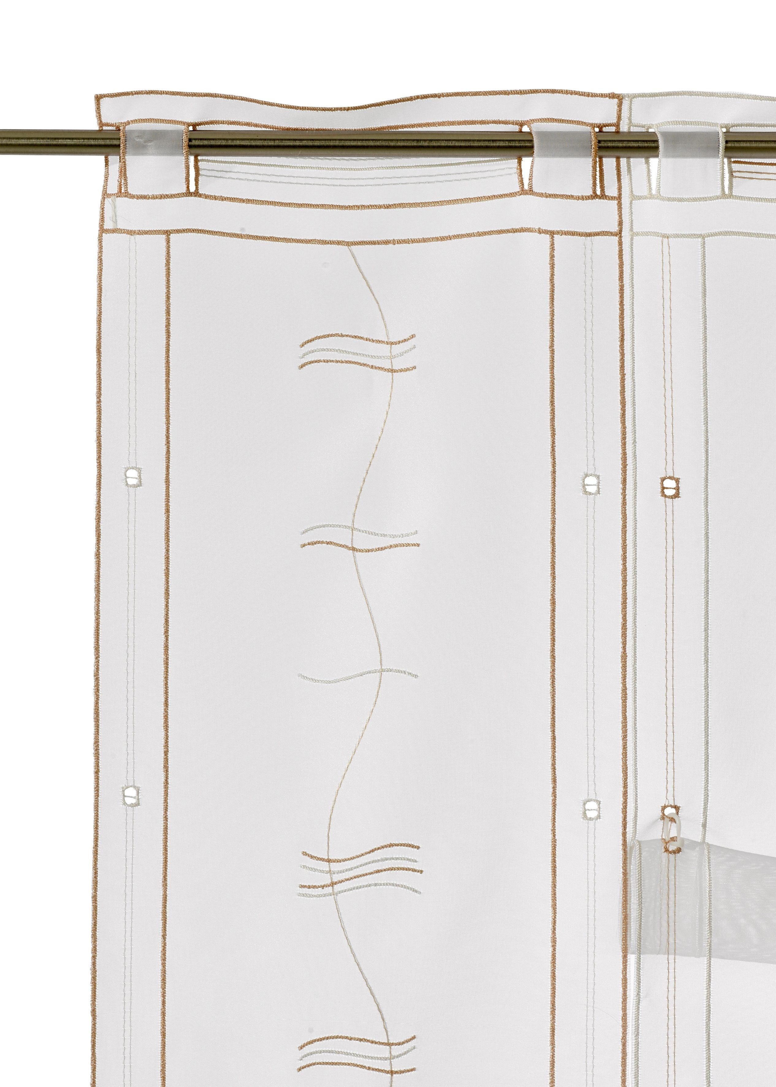 Weckbrodt Scheibengardine Selina (1 St), Stangendurchzug, transparent, Voile, Hochraff, Gardine, Voile, echte Stickerei, transparent, Store