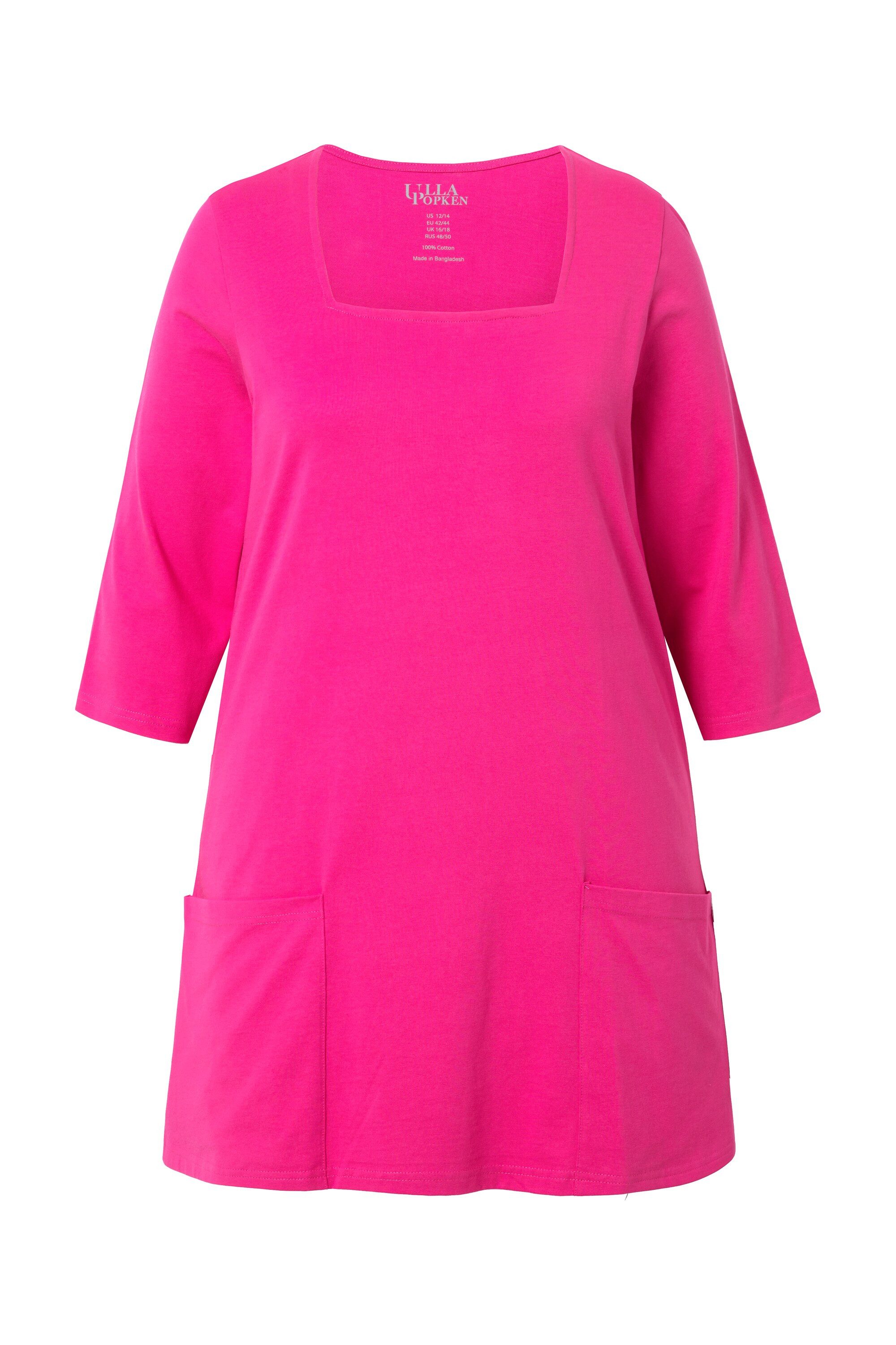 Ulla Popken Longshirt Longshirt Taschen A-Linie Carree-Ausschnitt günstig online kaufen