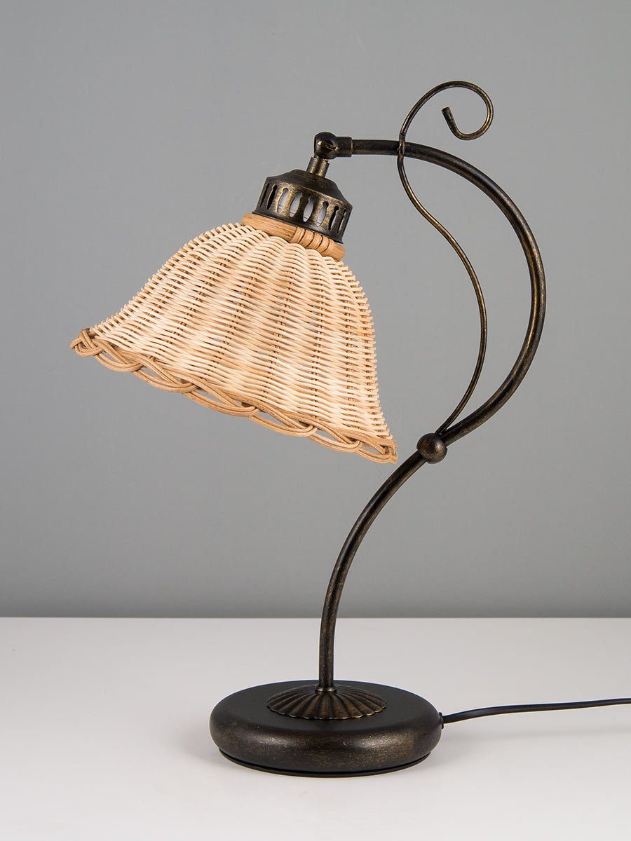 Helios Leuchten Tischleuchte Tischlampe Rattan Korbgeflecht günstig online kaufen