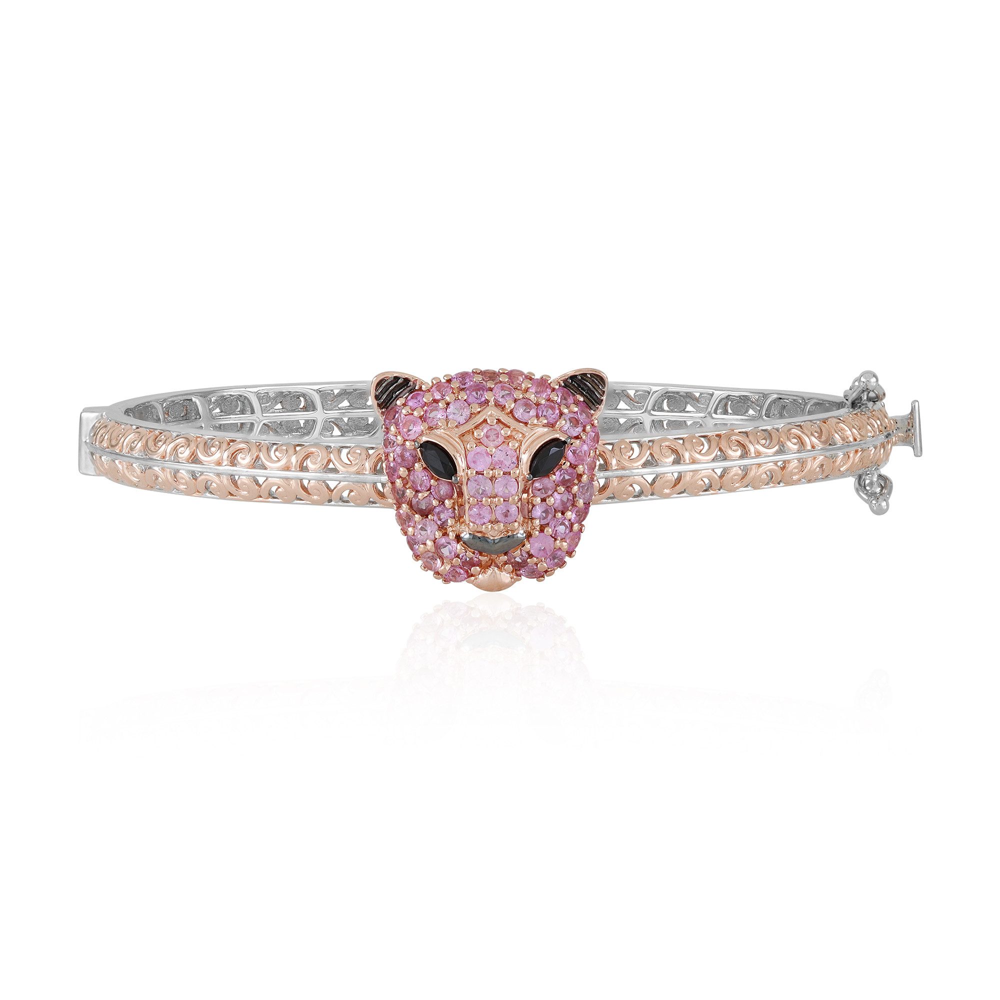 Cavill Silberarmband Silberarmreif mit rosa Saphir, verziert mit Spinellen (1-tlg)