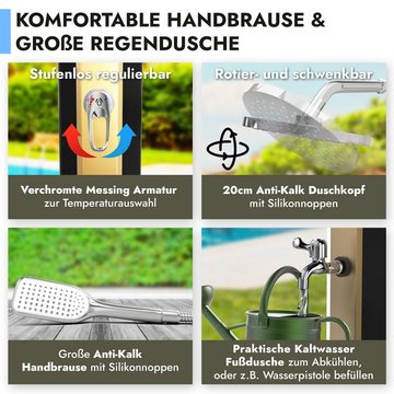 dirks-traumbad Solardusche Garten 35l Tank Gartendusche mit Handbrause Außendusche Pooldusche (Set, mit Fußdusche, Anti Kalk Regendusche)