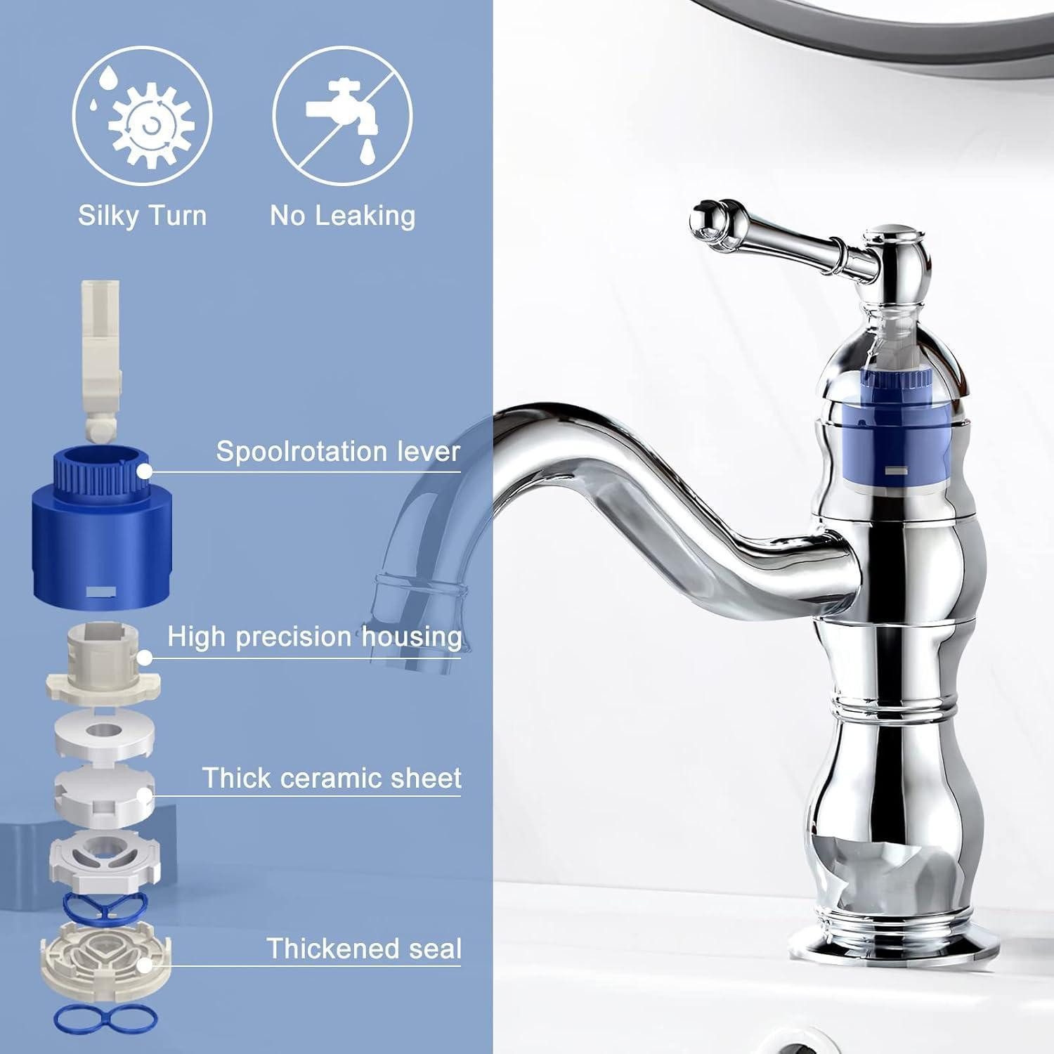 LuxusKollektion Waschtischarmatur Wasserhahn Bad Waschtischarmatur Mischbatterie 360° Chrom Messing – Bild 3 von 5