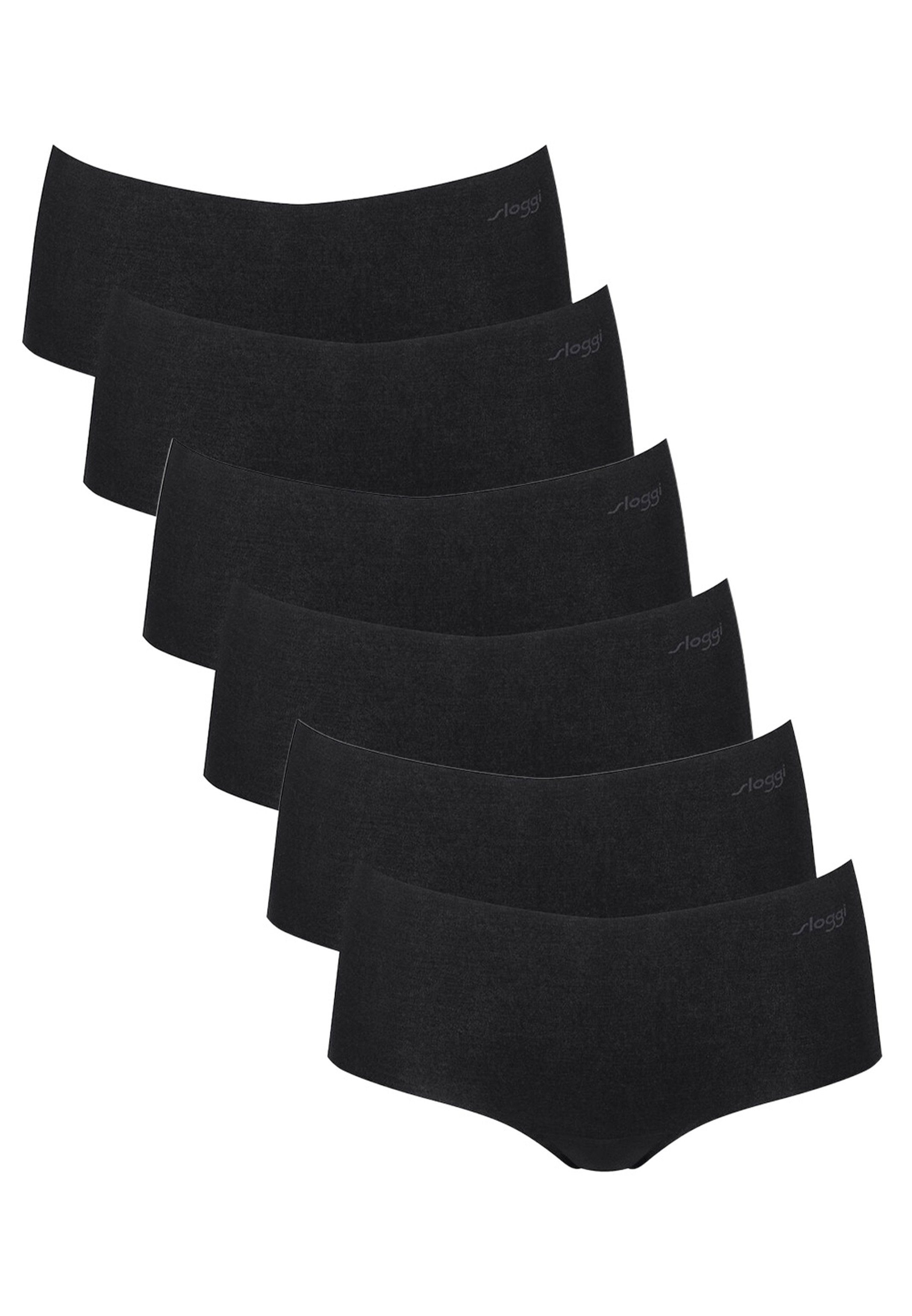 Sloggi Panty 6er Pack ZERO Modal 2.0 (Spar-Set, 6-St) Short Slip - Nahtlos - Kein Abzeichnen unter Kleidung Schwarz
