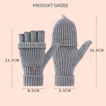 Daisred Baumwollhandschuhe Winterhandschuhe Damen Herren Strick halbe Handschuhe