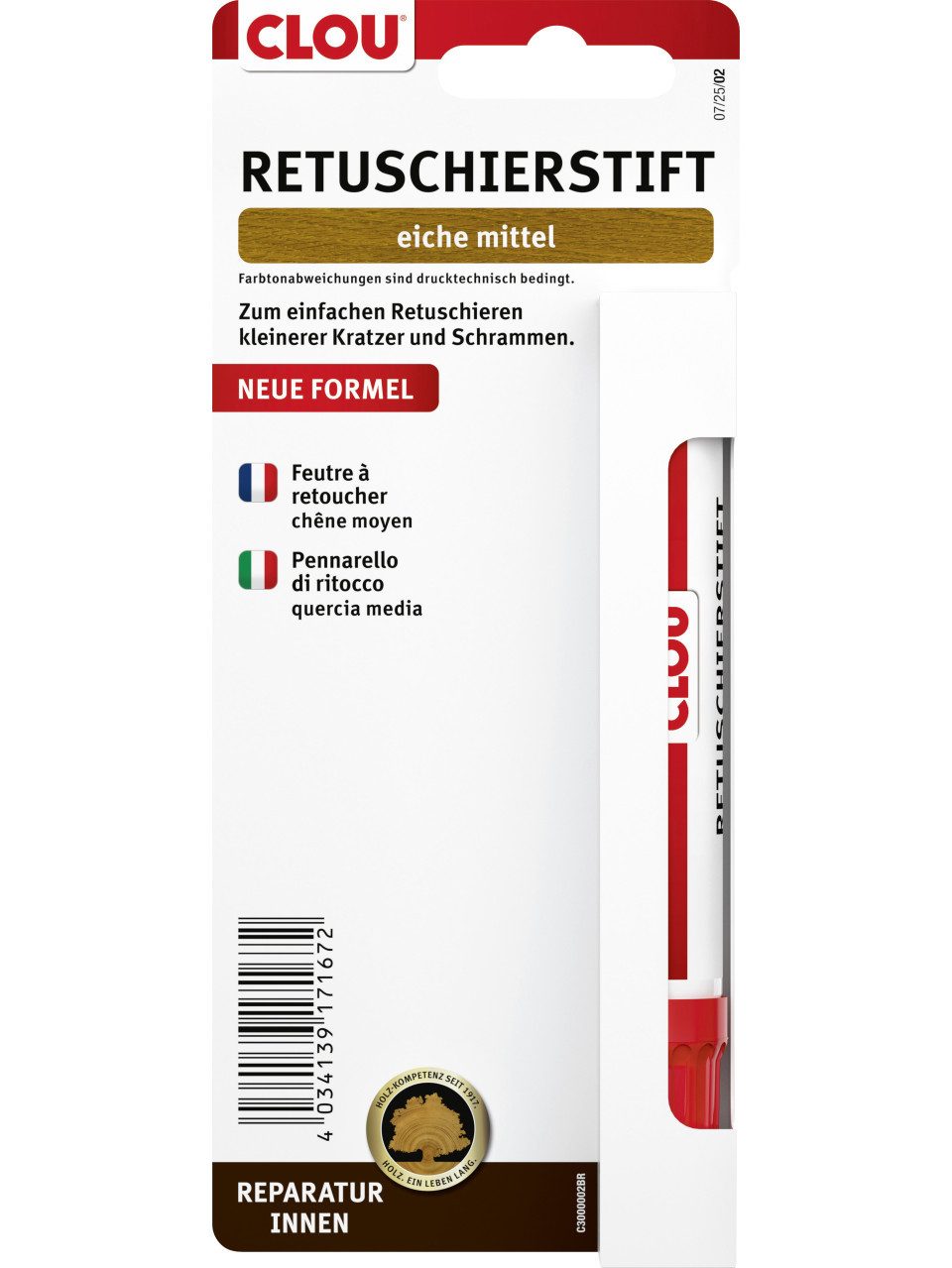 CLOU Holzschutzlasur Clou Retuschierstift für Holz eiche mittel - 1