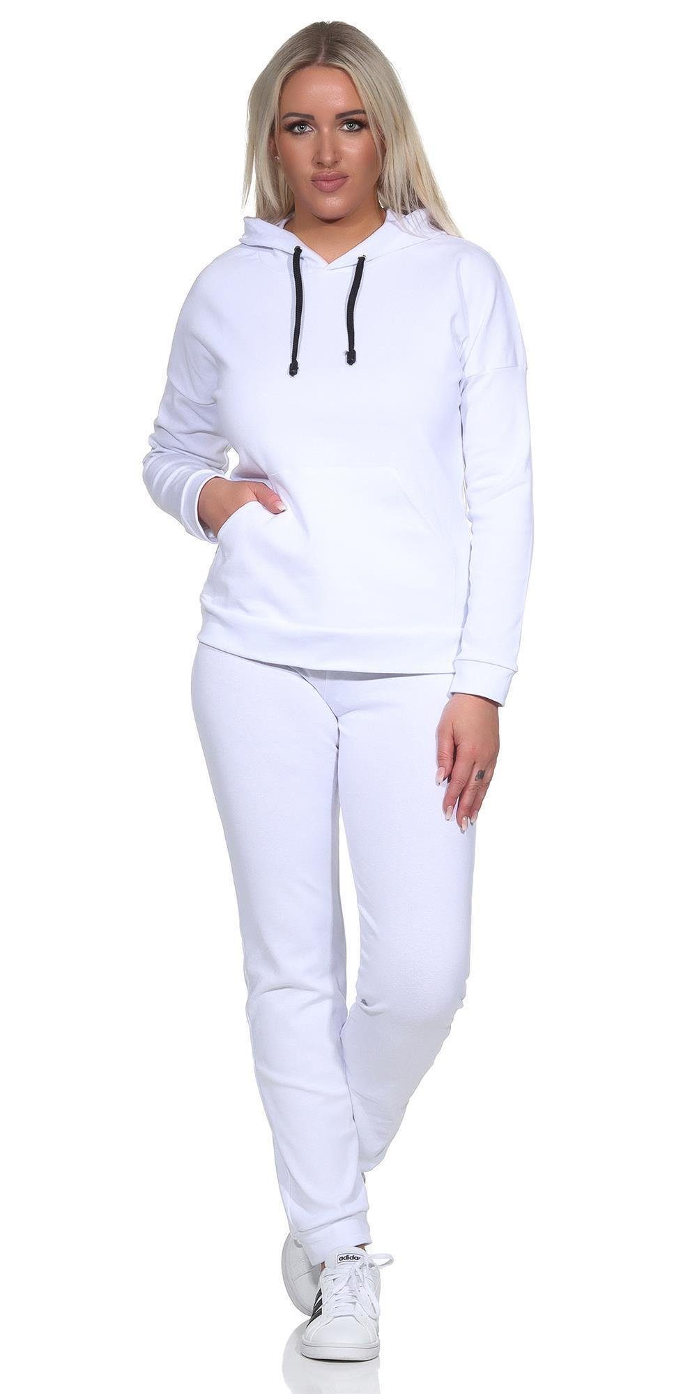 EloModa Freizeitanzug Damen Jogginganzug Freizeitanzug mit Kapuzenpullover; S M L XL 2XL (2-tlg)