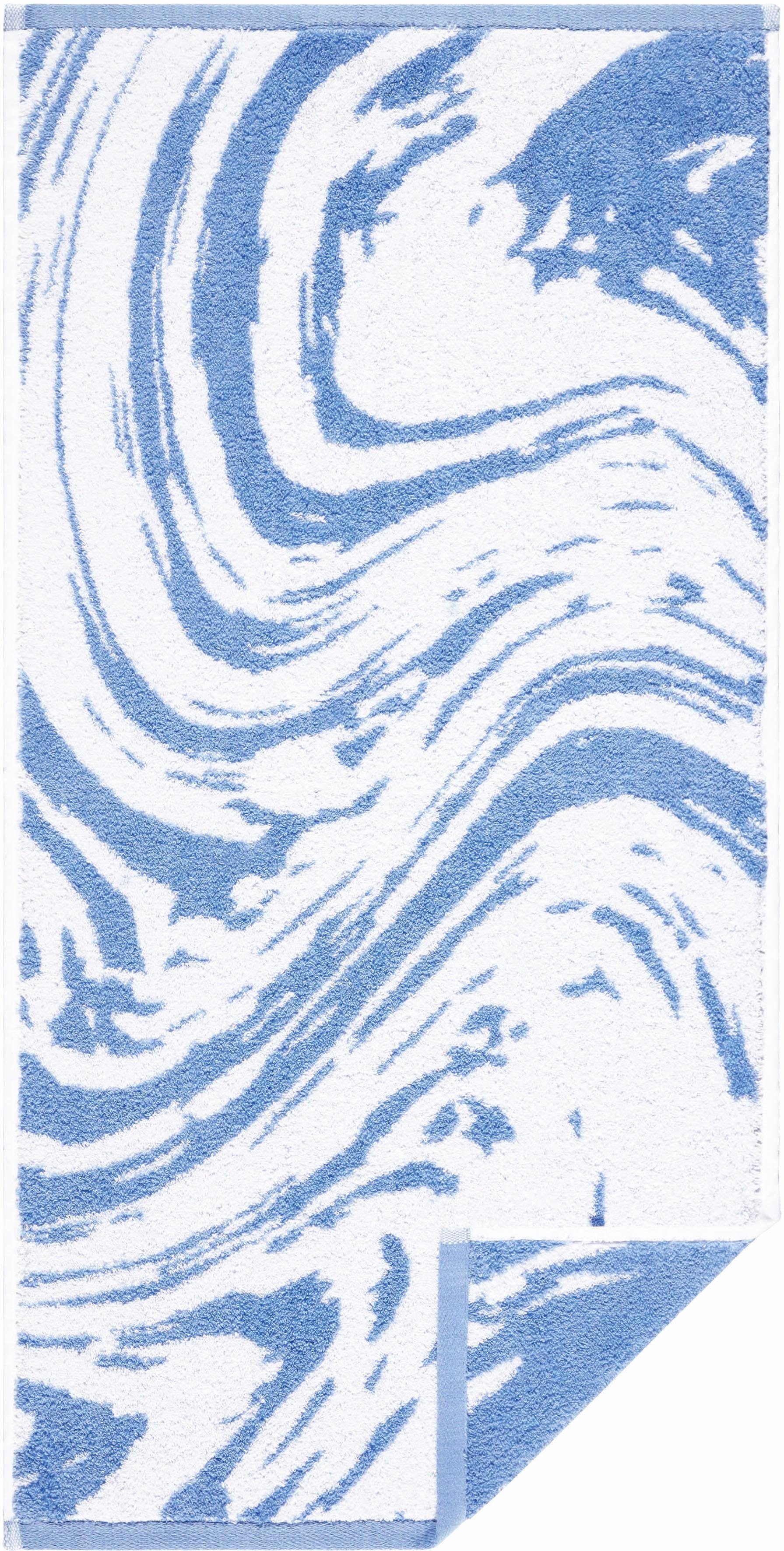 Egeria Handtuch Marble, Walkfrottee (1-St), graphisches Muster, 100% Baumwolle blau