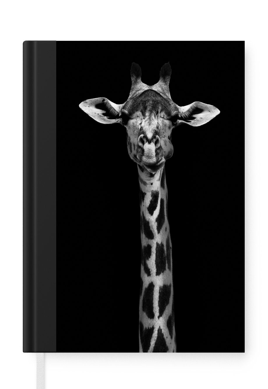 Notizheft, A5, 98 Merkzettel, Haushaltsbuch Tiere Porträt Giraffe Notizbuch - Tagebuch, MuchoWow Seiten, - Journal, Schwarz, -