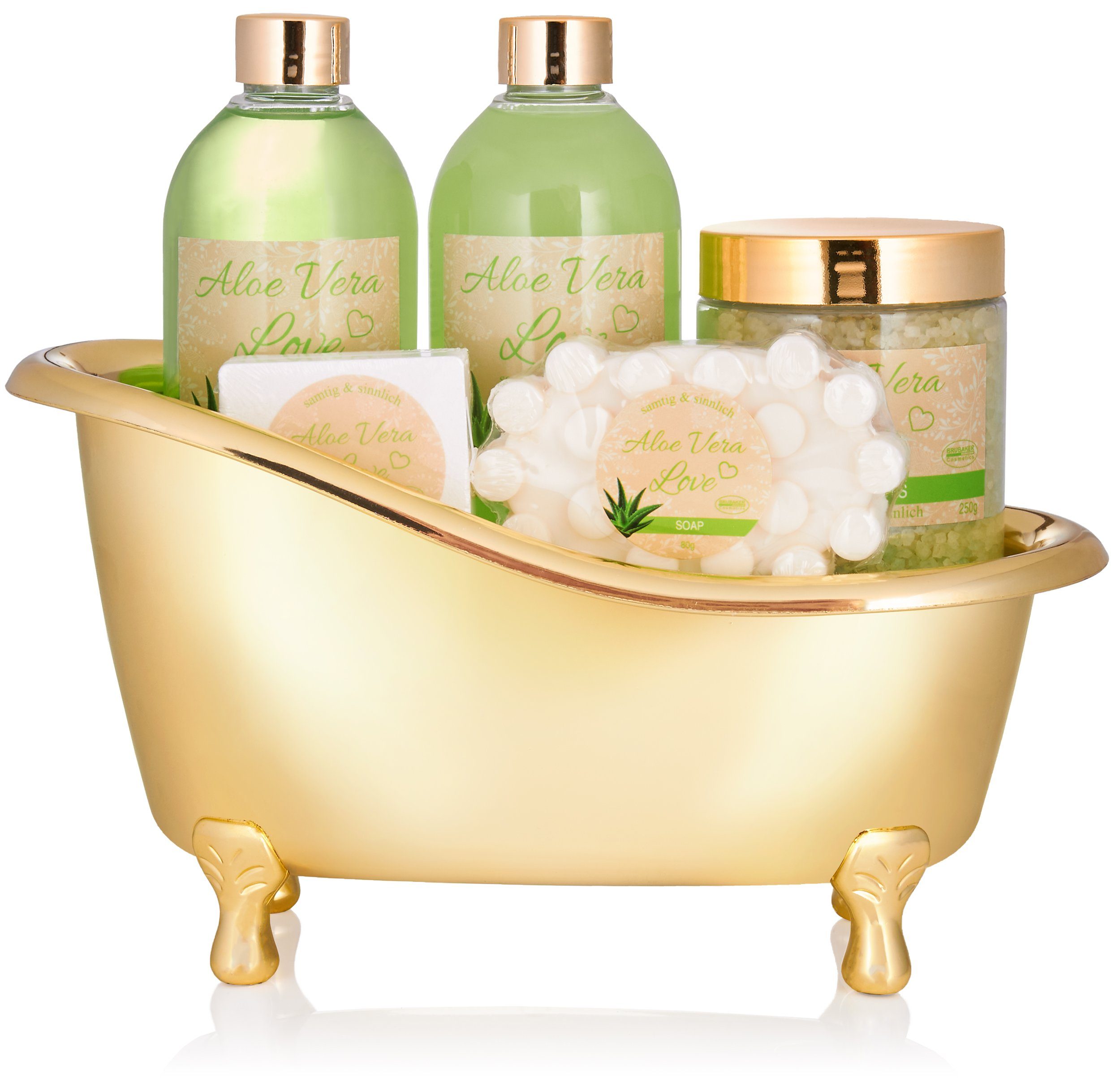 BRUBAKER Hautreinigungs-Set Dusch- und Badeset für Frauen, 6-tlg., Geschenkset, Damen Pflegeset mit Aloe Vera Duft, Wellness Beauty Set