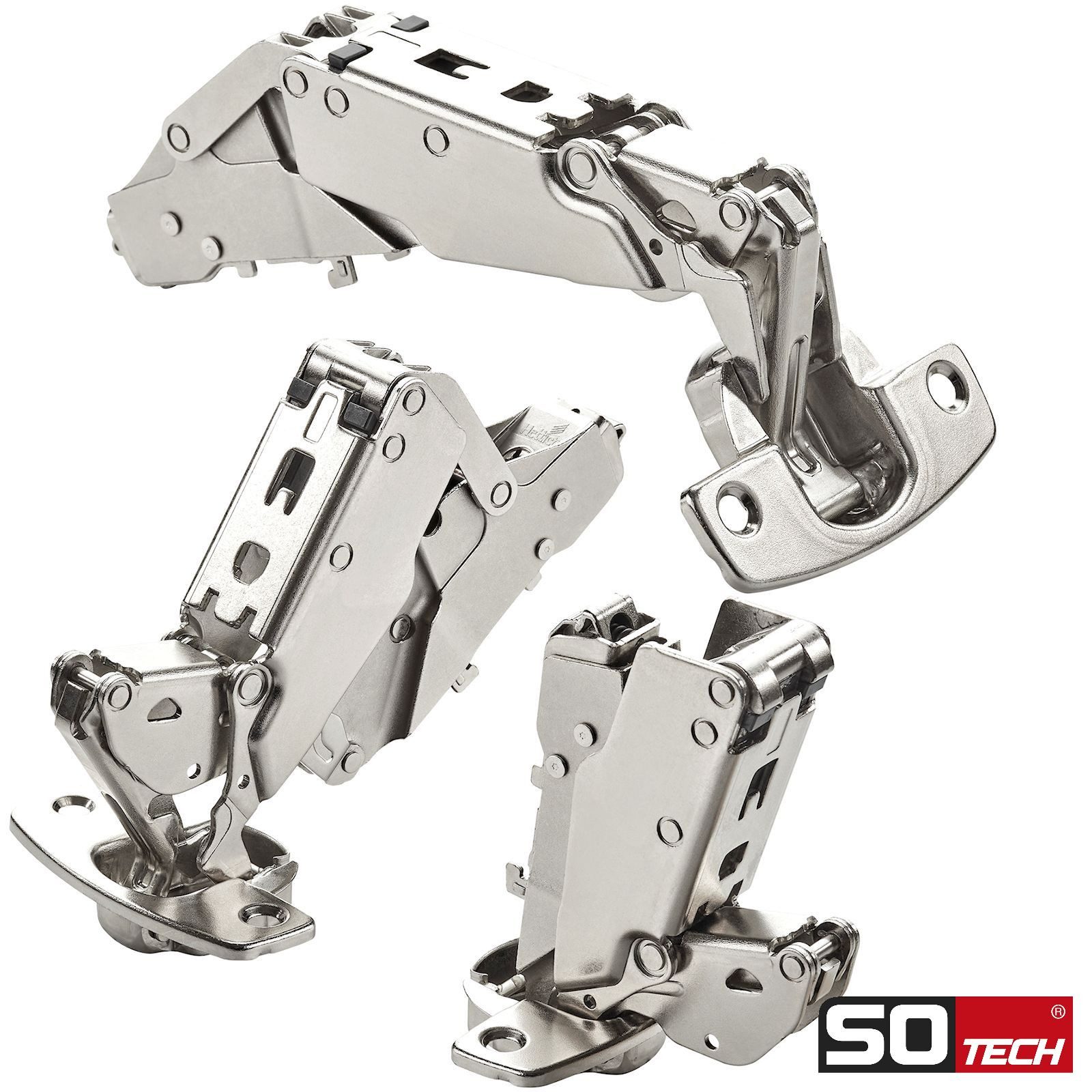 SO-TECH® Türbeschlag Weitwinkelscharnier 165° Sensys 8657i, Softclose (1 St), Mittelanschlag + Montageplatte Höhe 1,5 mm + Abdeckung