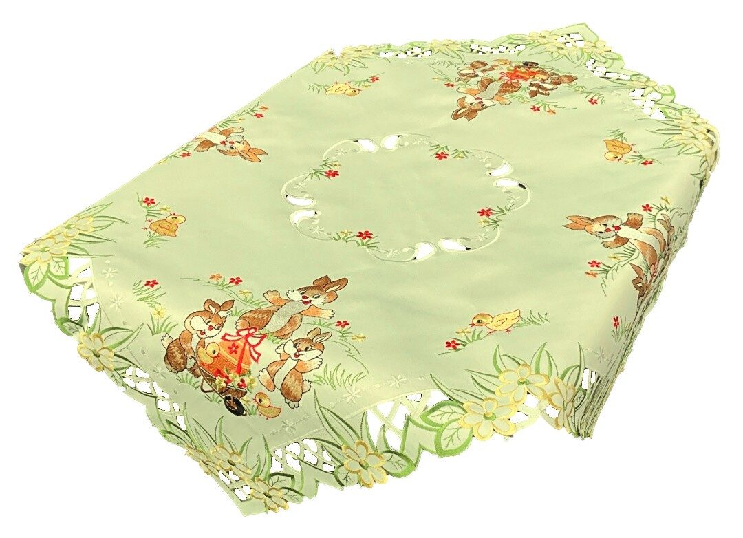 Westernlifestyle Mitteldecke Osterhasen Ostereier Tischdecke Mitteldecke zart gelb 85 x 85 cm