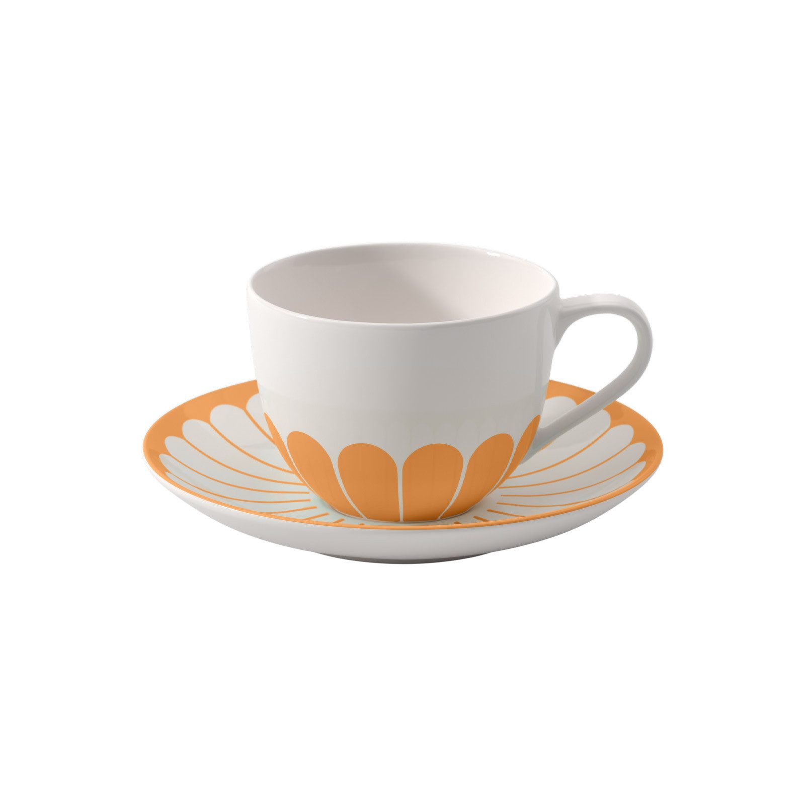 Villeroy & Boch Cappuccinotasse Fleur Couleur Cappuccinotasse mit Untertasse, 1-tlg., Porzellan