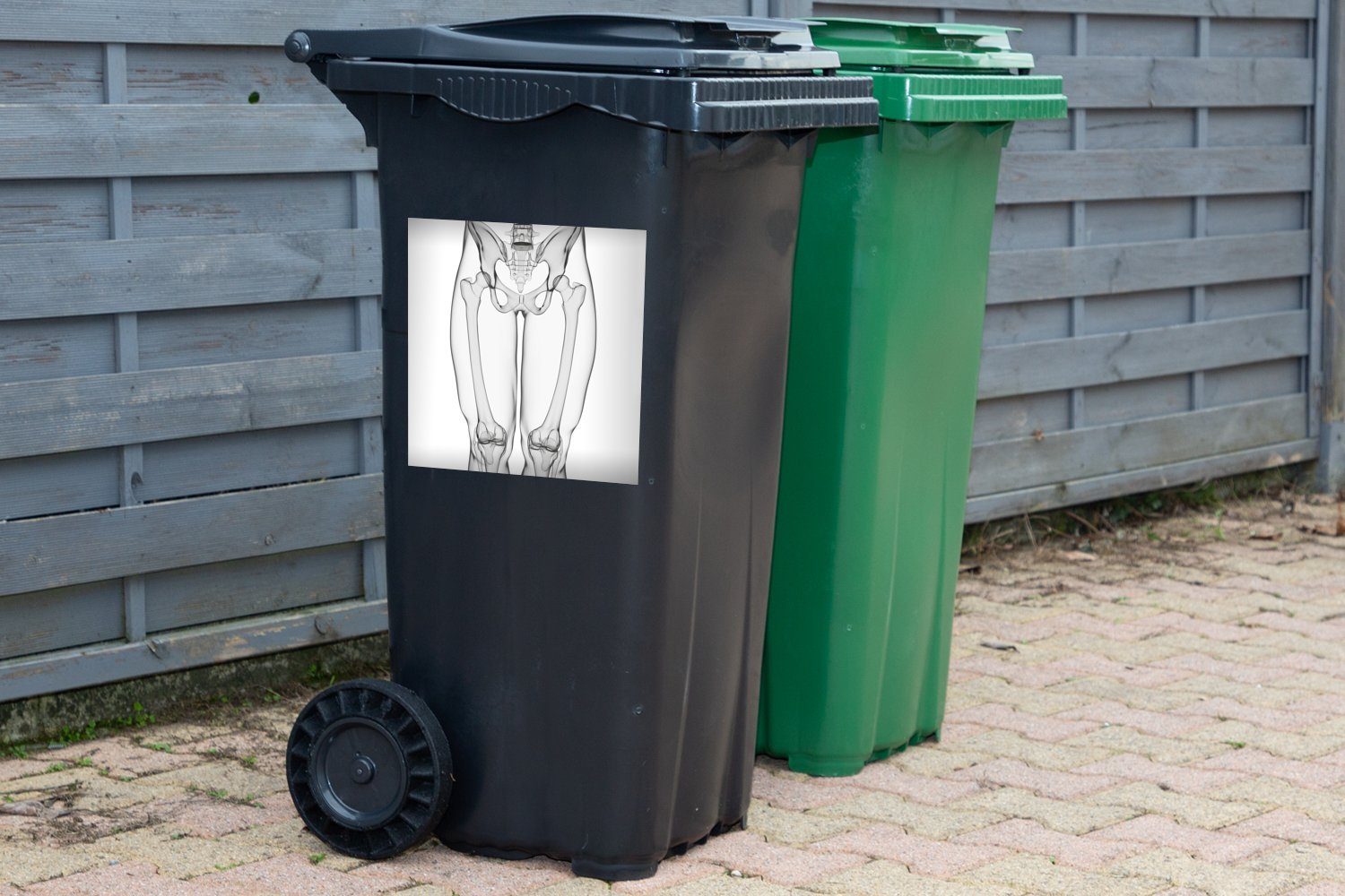 (1 Wandsticker Container, Mülleimer-aufkleber, St), menschliches Mülltonne, Sticker, Skelett MuchoWow Abfalbehälter Ein