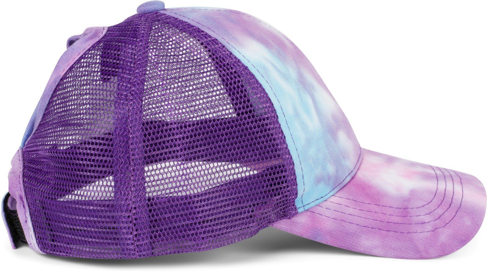 Cap Cap styleBREAKER Ponytail Einsatz Baseball (1-St) Batik Mesh Baseball mit Türkis-Violett