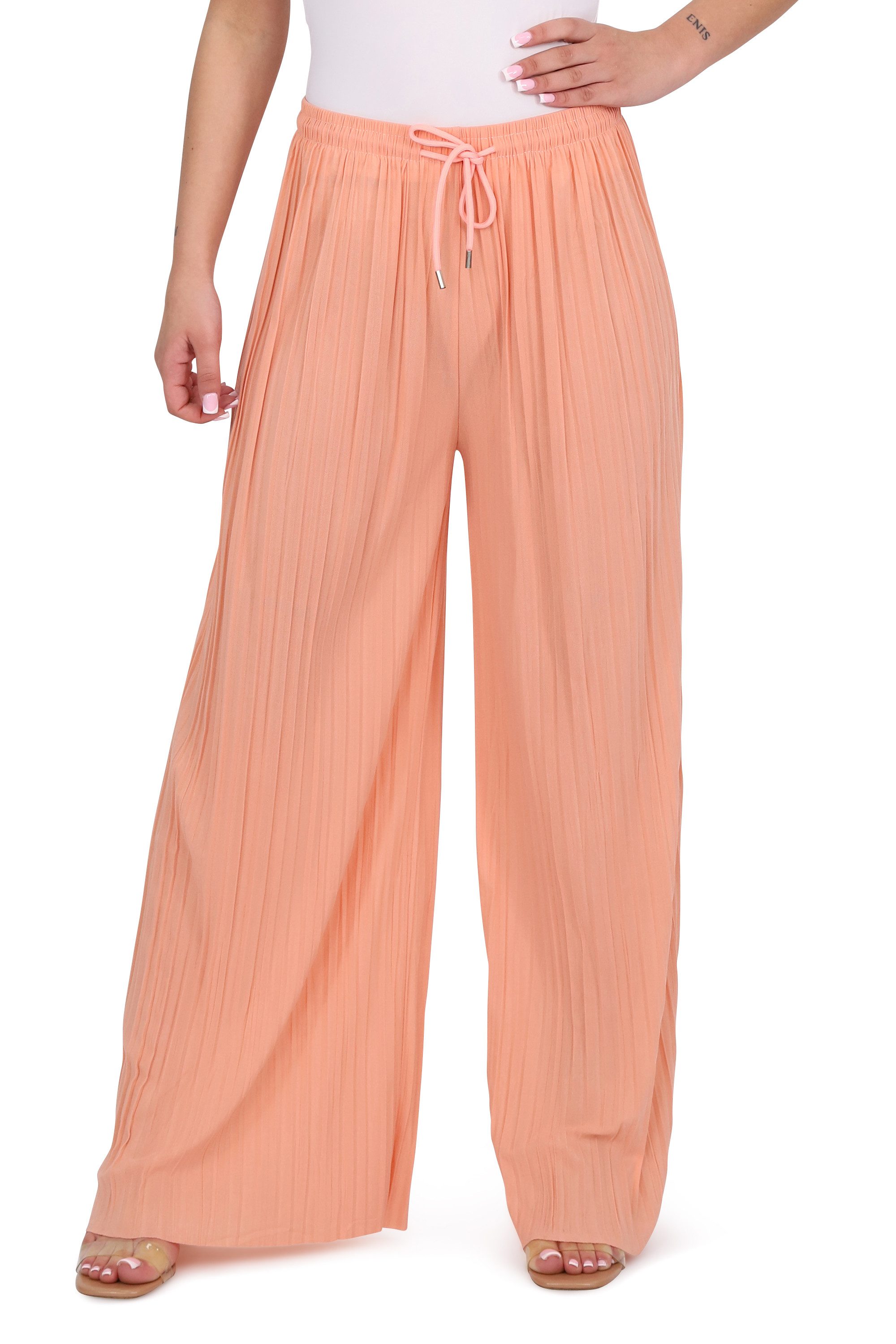 malito more than fashion Palazzohose Damen Plissee-Hose 883 Plissee Schlupfhose mit elastischem Bund 883